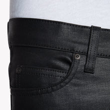 Load image into Gallery viewer, Stacked Guy - Wax Coated Black Stretch by Naked & Famous Denim