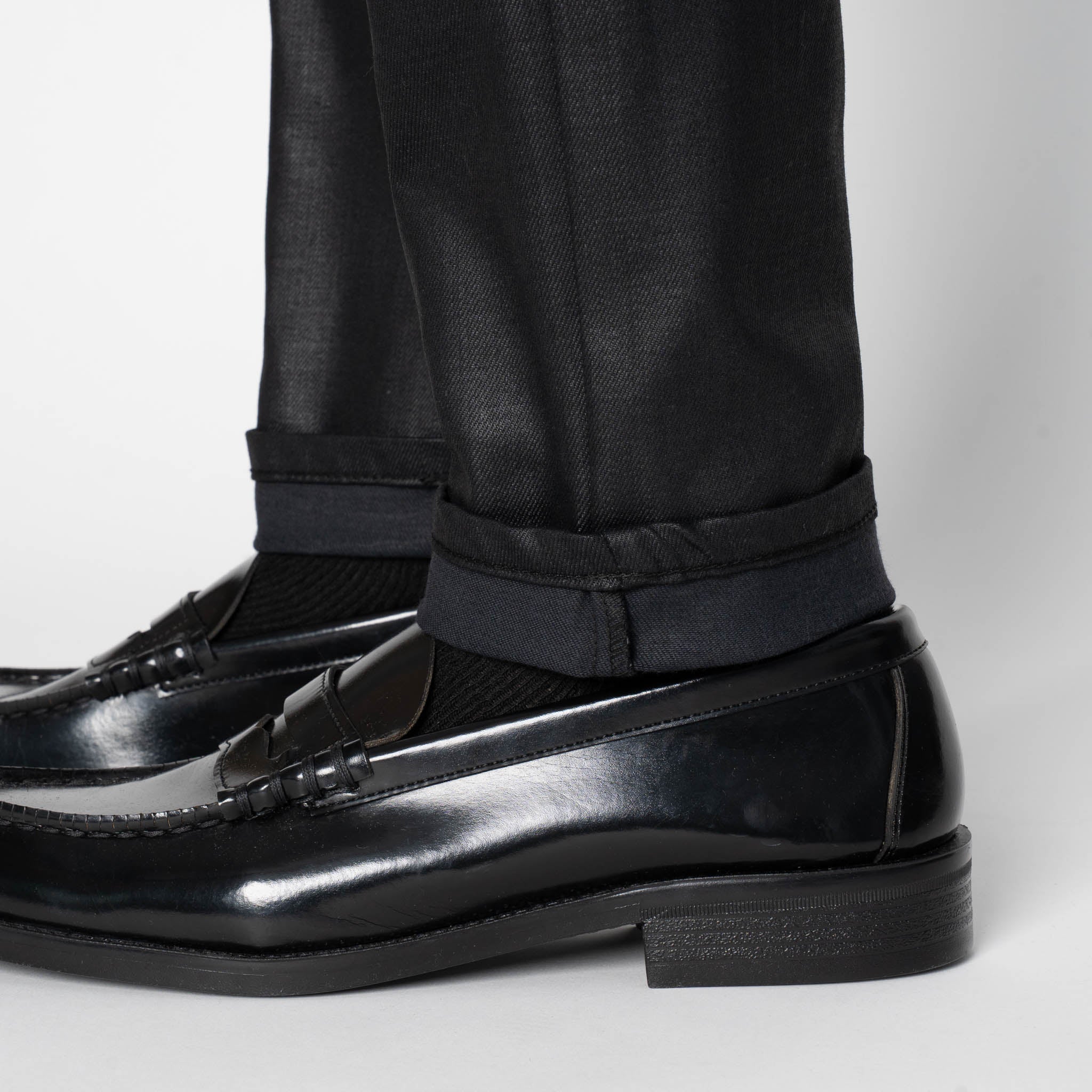 Stacked Guy - Wax Coated Black Stretch by Naked & Famous Denim