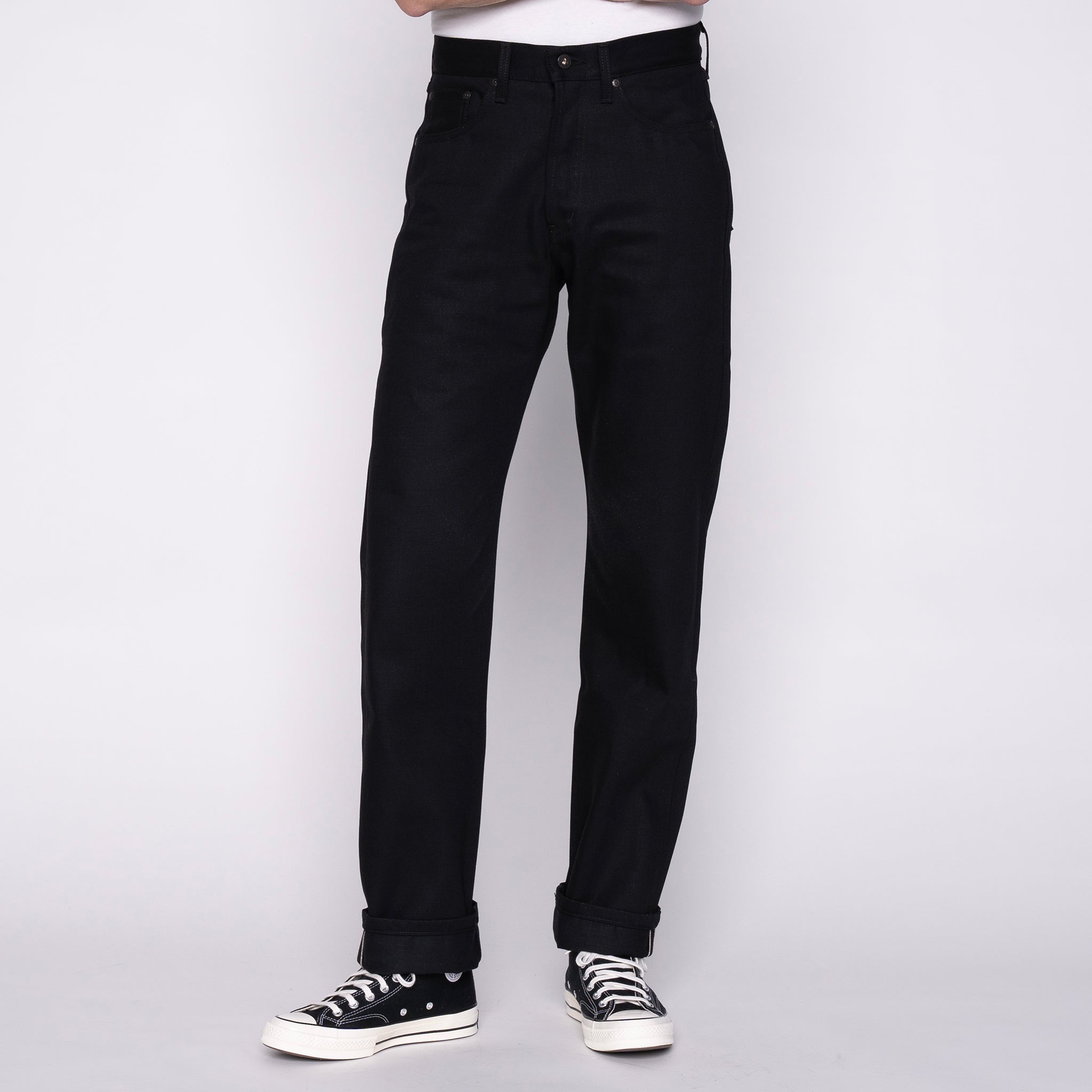 Naked & Famous Super Guy - Solid Black Selvedge store Black Jeans - 31