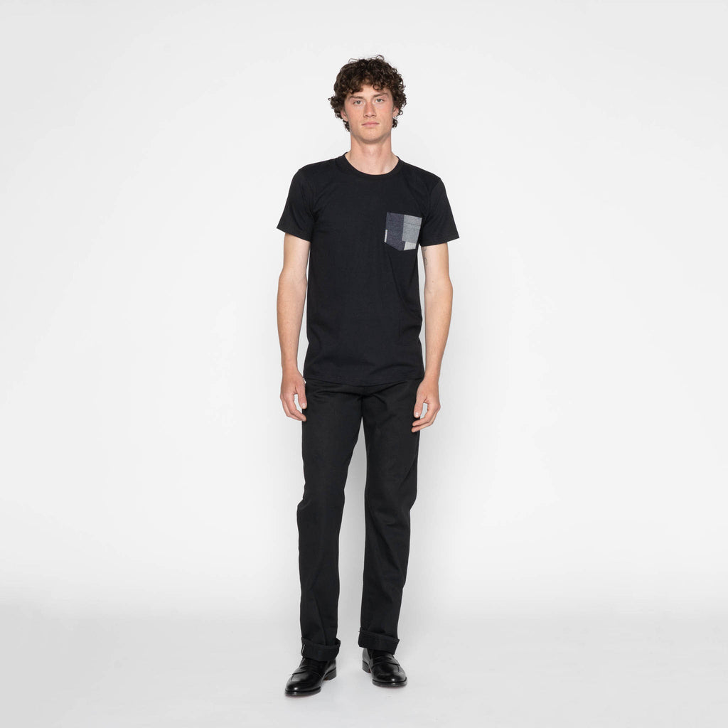 Pocket Tee - Black + Indigo Jacquard - Indigo by Naked & Famous Denim
