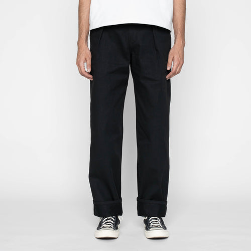Pleated Trouser - Selvedge Slacks Black by Naked & Famous Denim