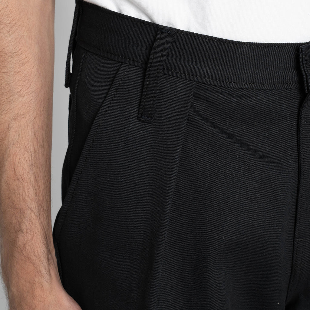 Pleated Trouser  -  Selvedge Slacks Black