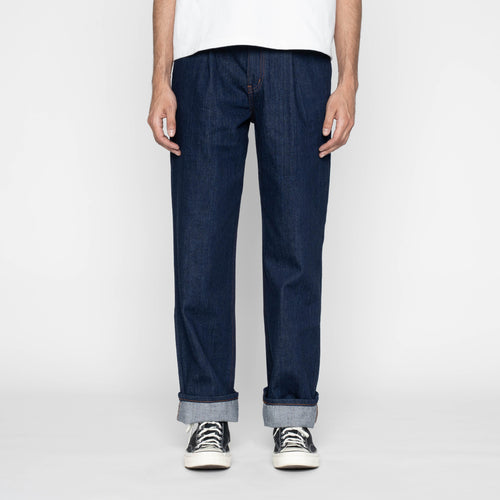 Pleated Trouser - Vertical Slub Denim by Naked & Famous Denim