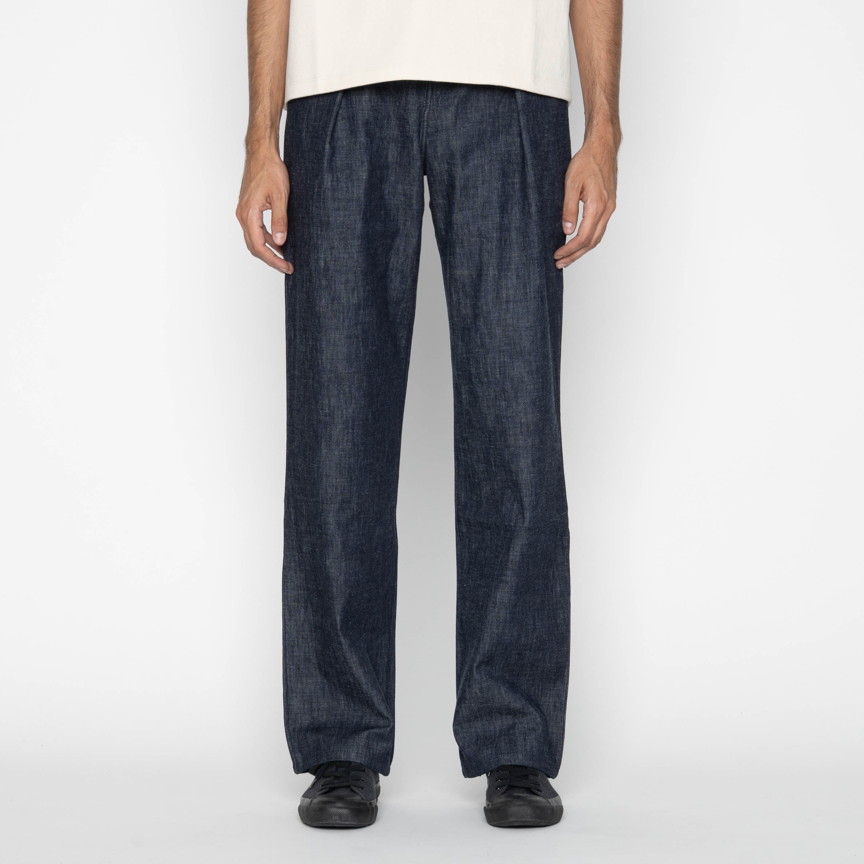 Pleated Trouser - 10oz Rinsed Denim - Indigo – Naked & Famous