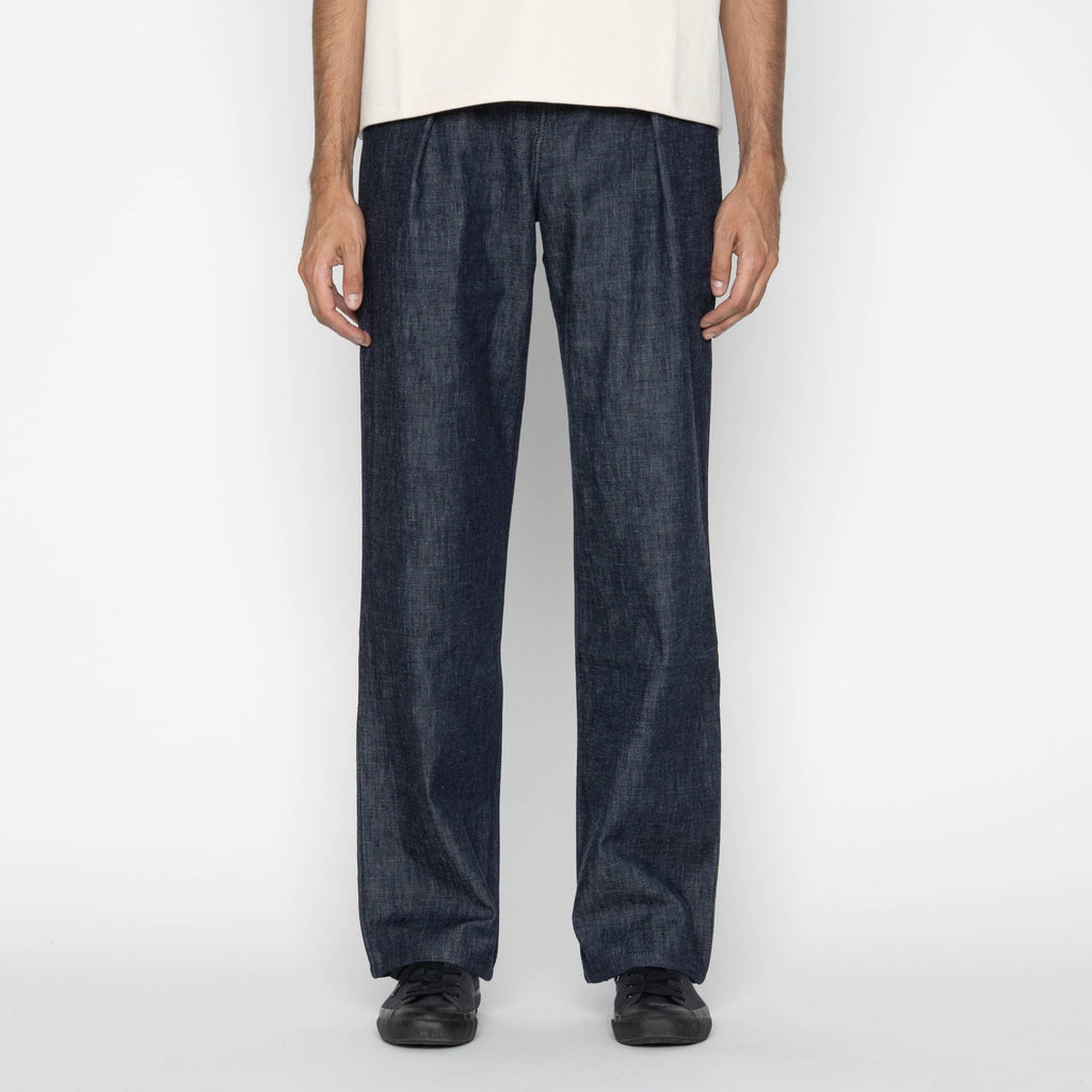 Pleated Trouser - 10oz Rinsed Denim - Indigo by Naked & Famous Denim