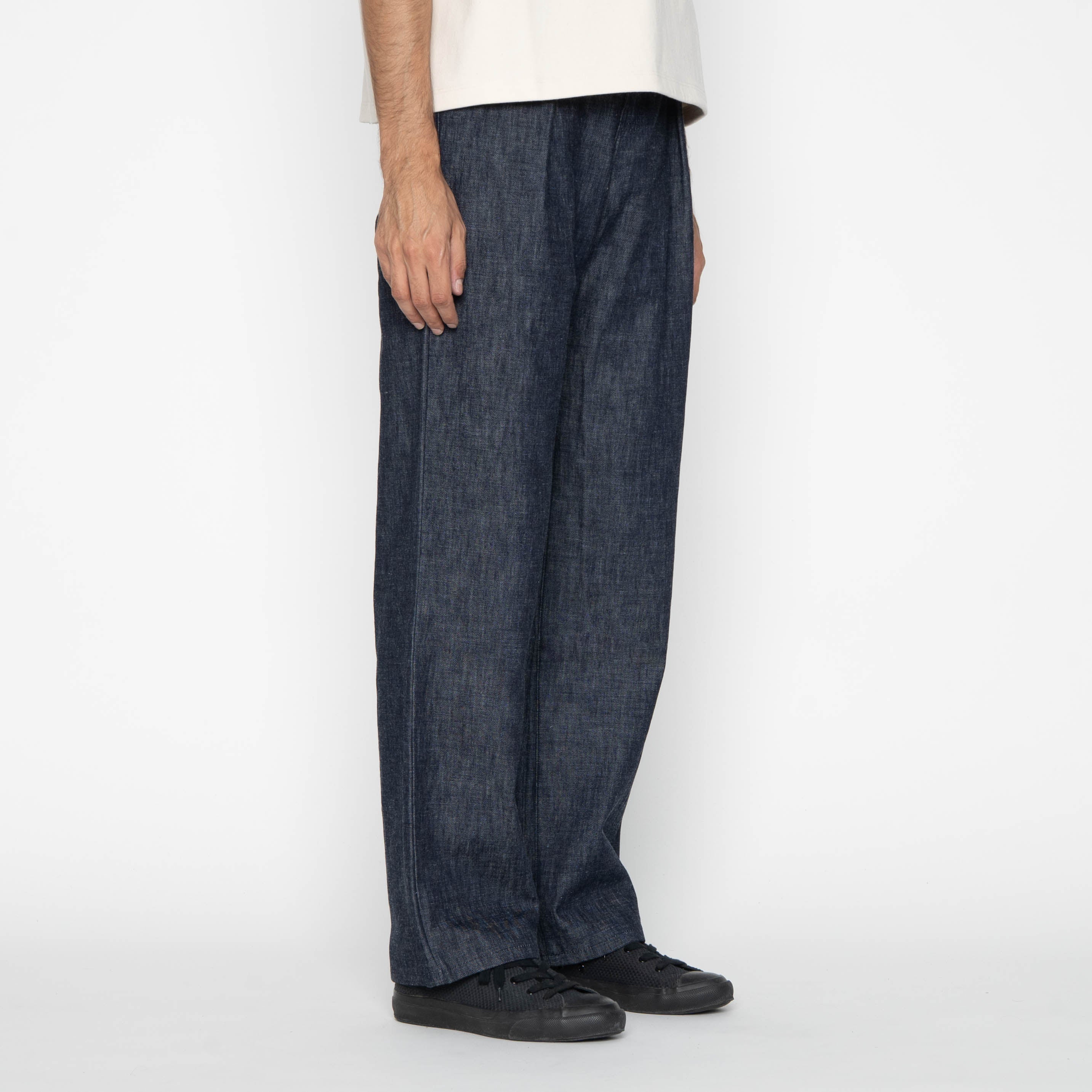 Pleated Trouser - 10oz Rinsed Denim - Indigo – Naked & Famous