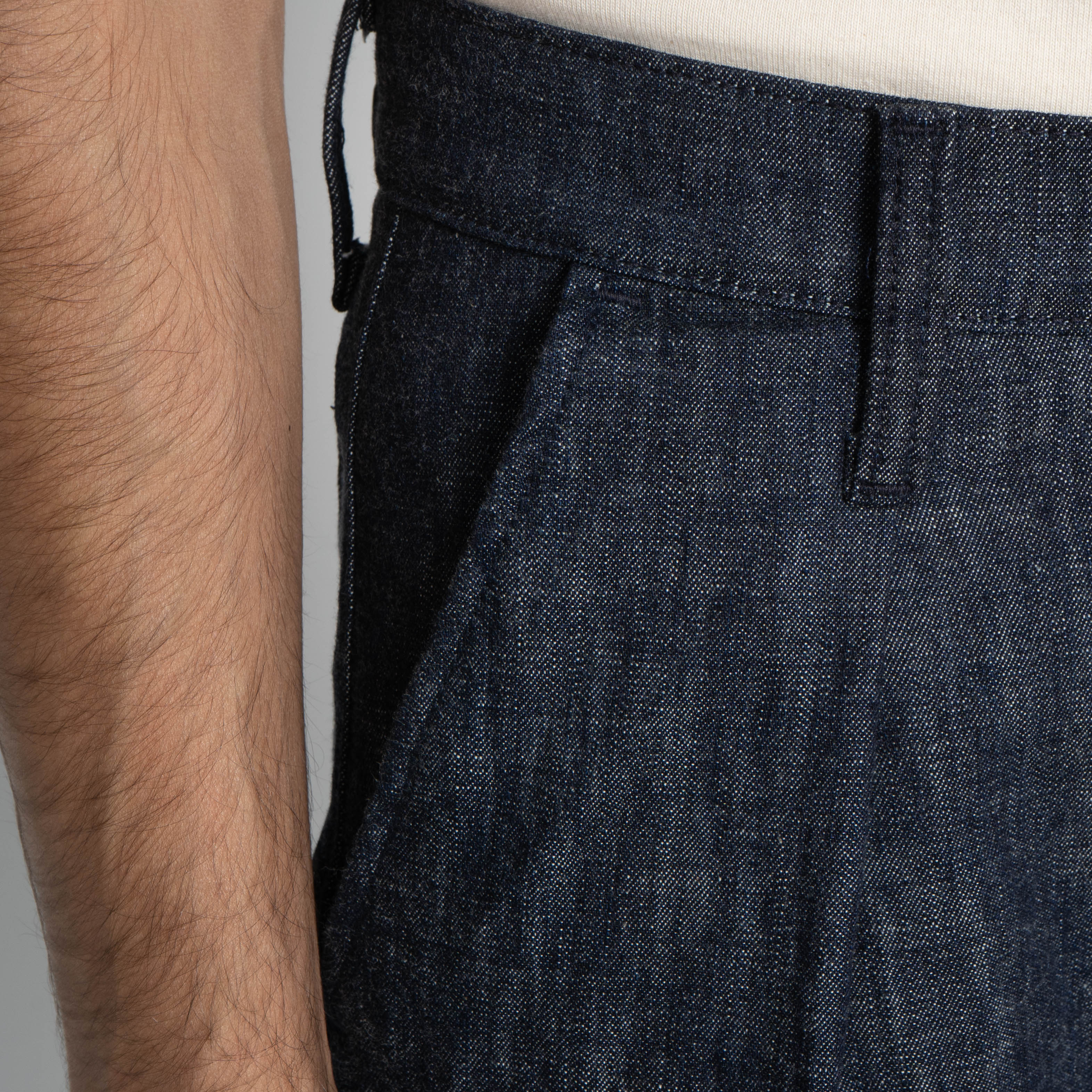 Pleated Trouser - 10oz Rinsed Denim - Indigo – Naked & Famous