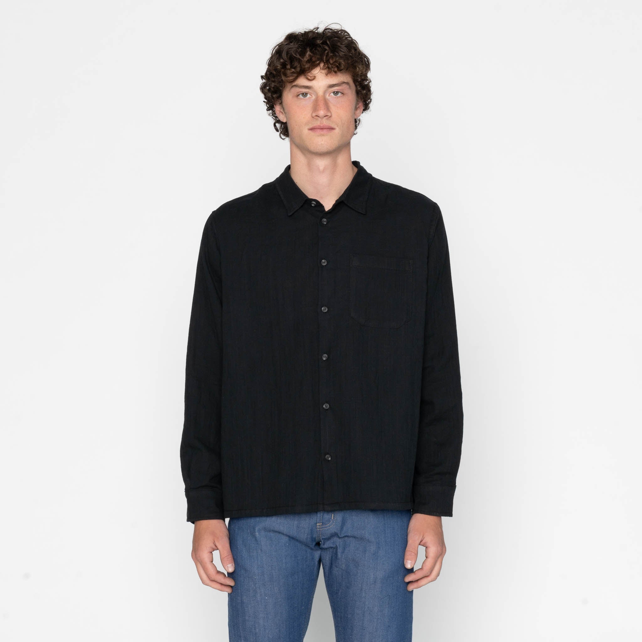 True Shirt - Double Weave Slub Gauze - Black by Naked & Famous Denim