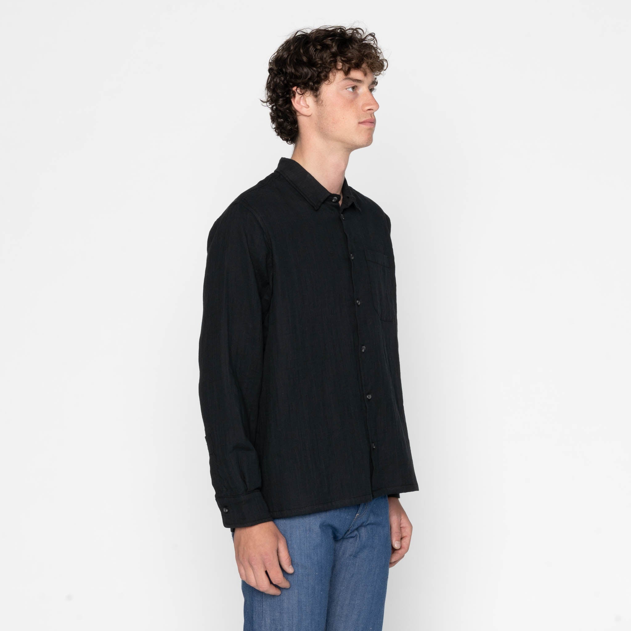 True Shirt - Double Weave Slub Gauze - Black by Naked & Famous Denim