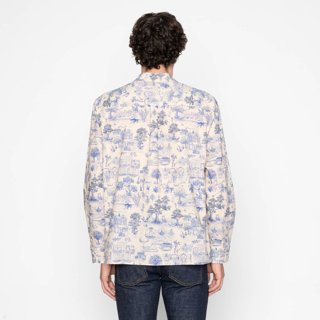 True Shirt - Linen Cats - Blue by Naked & Famous Denim