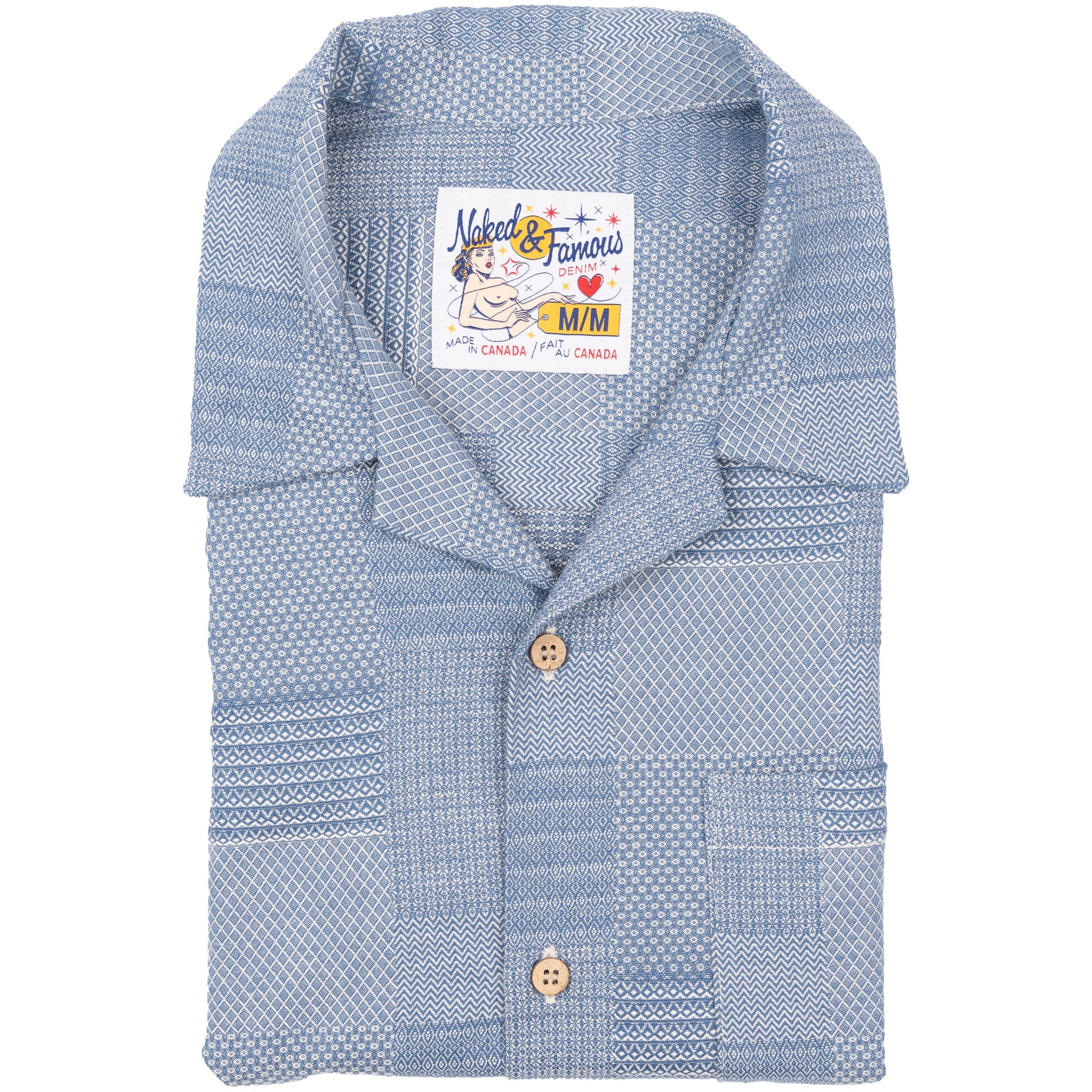 Aloha Shirt - Dobby Patchwork - Pale Blue | Naked & Famous