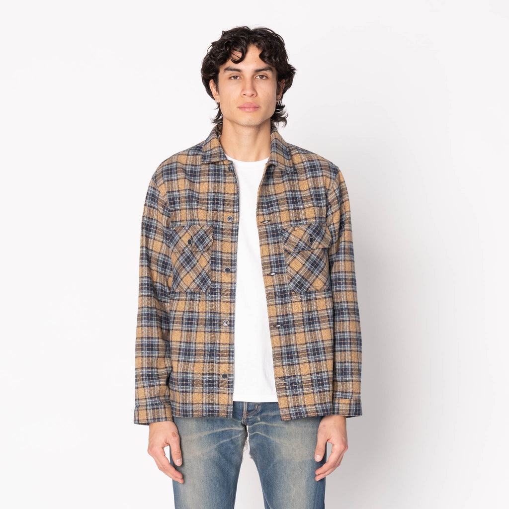 Work Shirt - Triple Twist Yarn Flannel - Blue Beige
