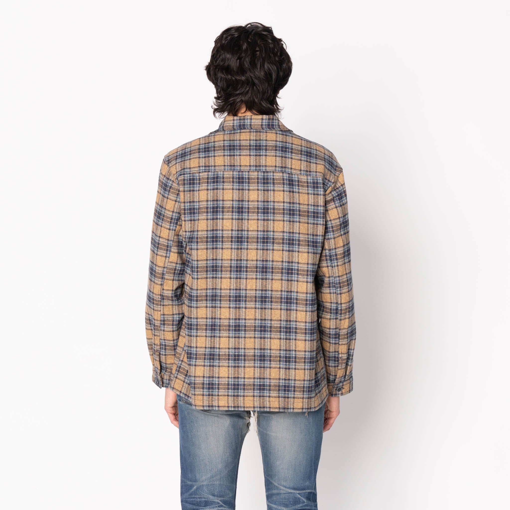 Work Shirt - Triple Twist Yarn Flannel - Blue Beige