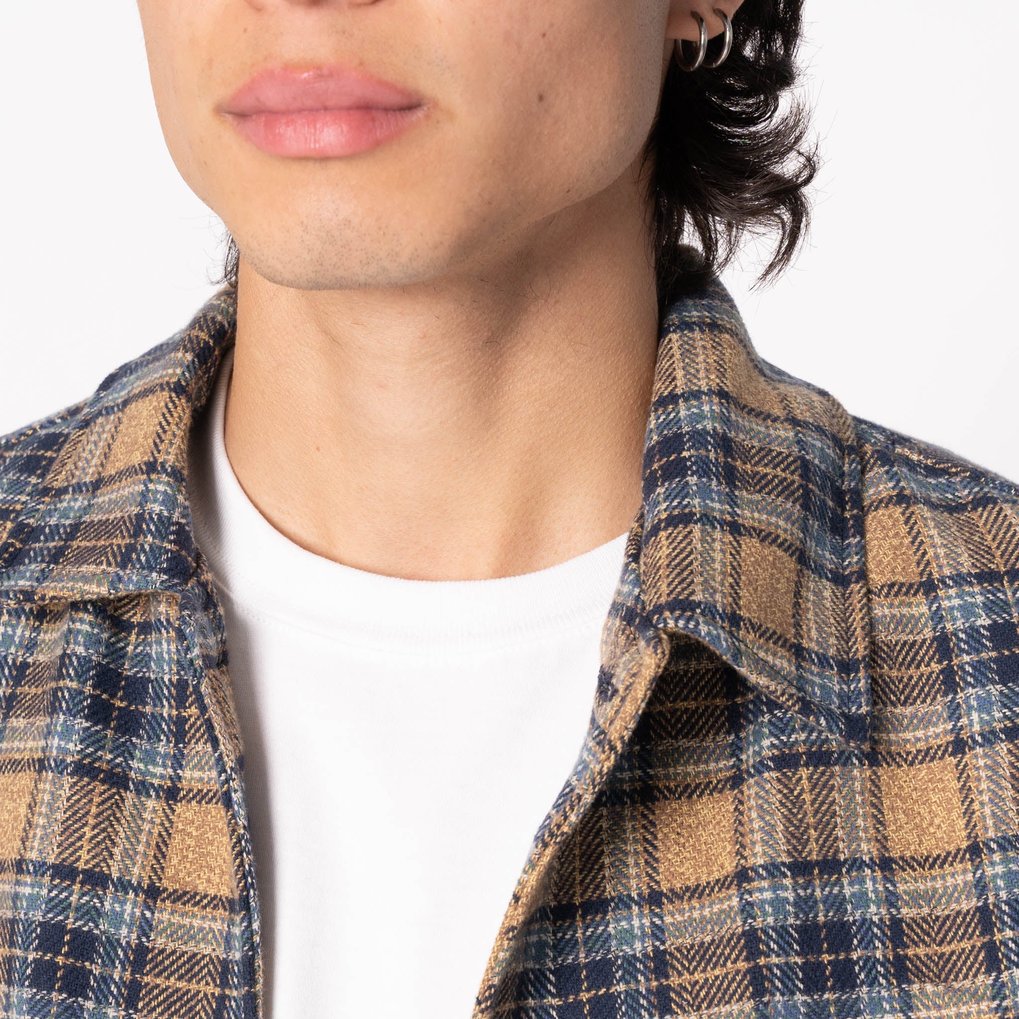 Work Shirt - Triple Twist Yarn Flannel - Blue Beige