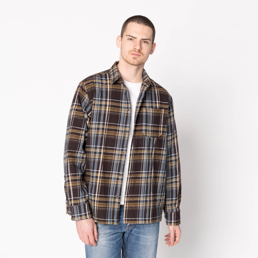 True Shirt - Corduroy Shirting (21W) - Green / Eggplant by Naked & Famous Denim