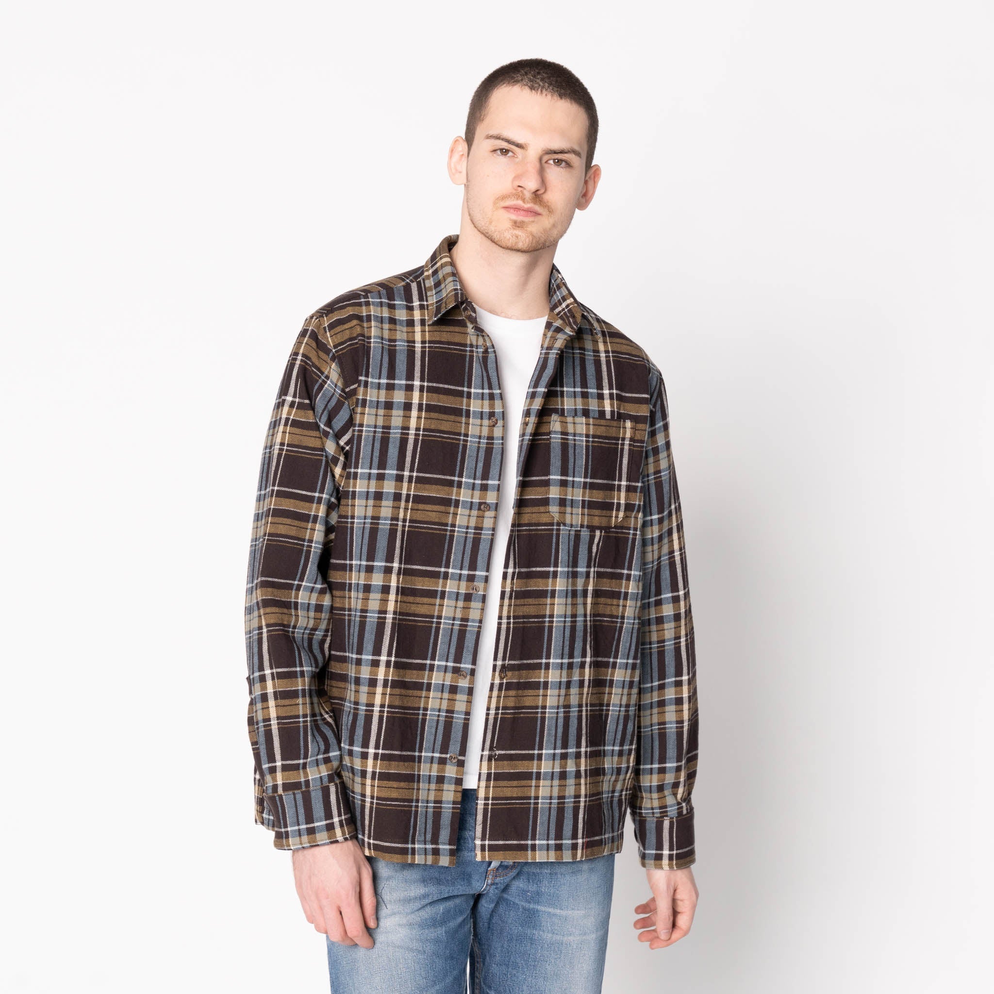 True Shirt - Corduroy Shirting (21W) - Green / Eggplant by Naked & Famous Denim