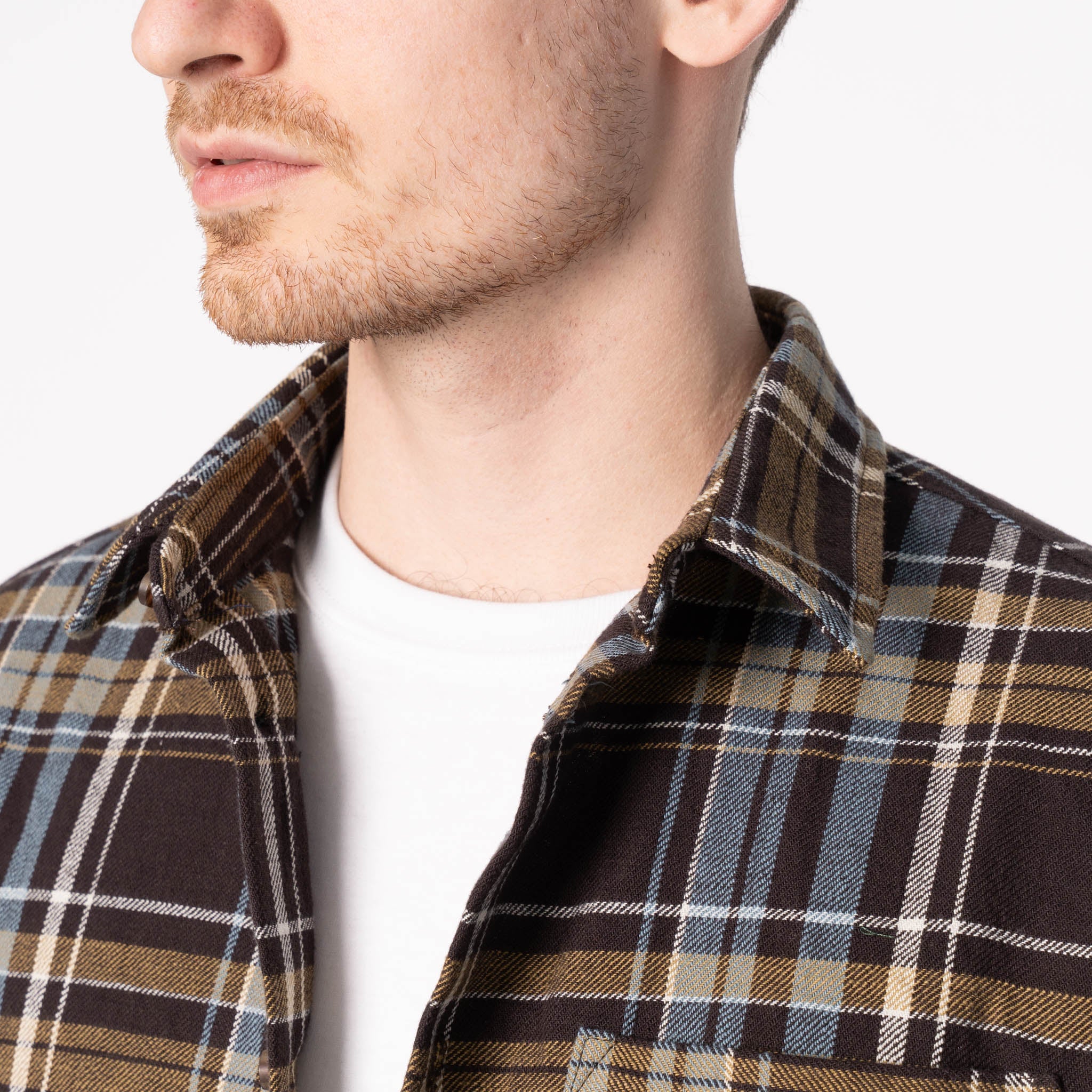 True Shirt - Corduroy Shirting (21W) - Green / Eggplant by Naked & Famous Denim