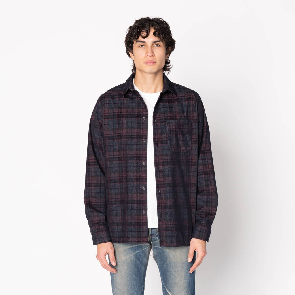 True Shirt - Corduroy Shirting (21W) - Navy / Green by Naked & Famous Denim