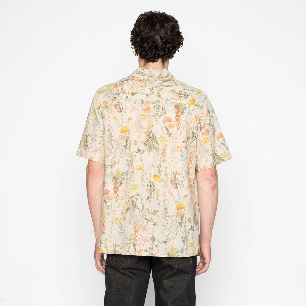 Aloha Shirt - Flowers Painting - Natural by Naked & Famous Denim