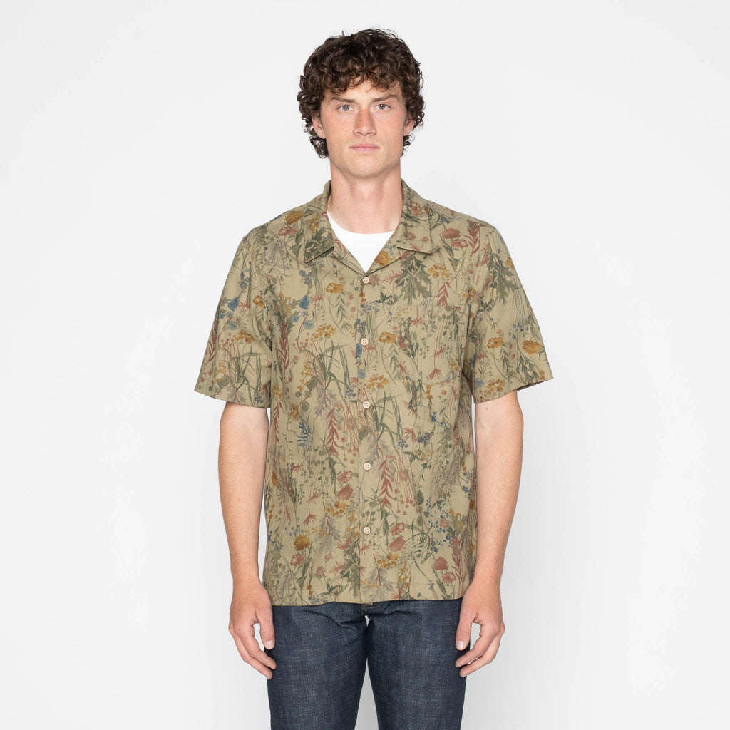 Aloha Shirt - Flowers Painting - Earth by Naked & Famous Denim