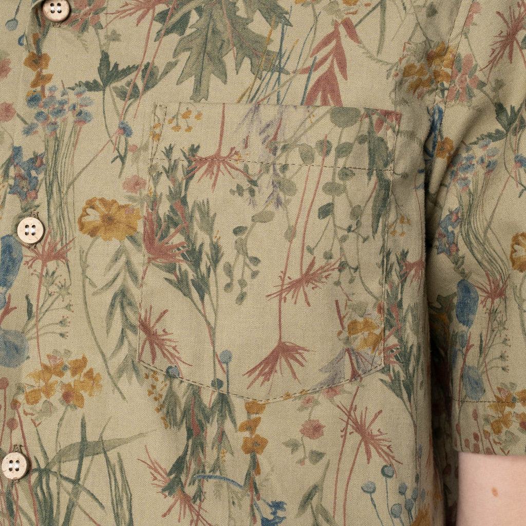 Aloha Shirt - Flowers Painting - Earth by Naked & Famous Denim