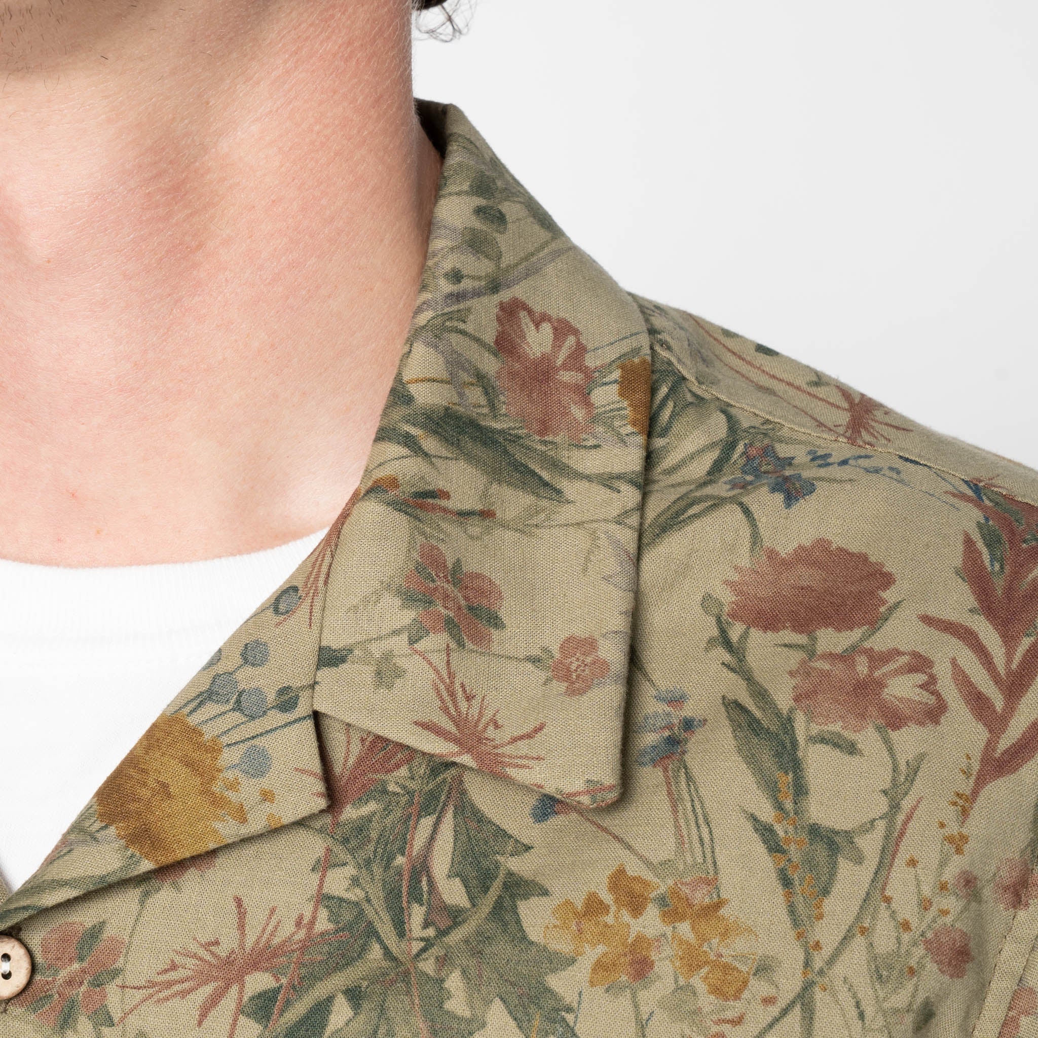Aloha Shirt - Flowers Painting - Earth by Naked & Famous Denim