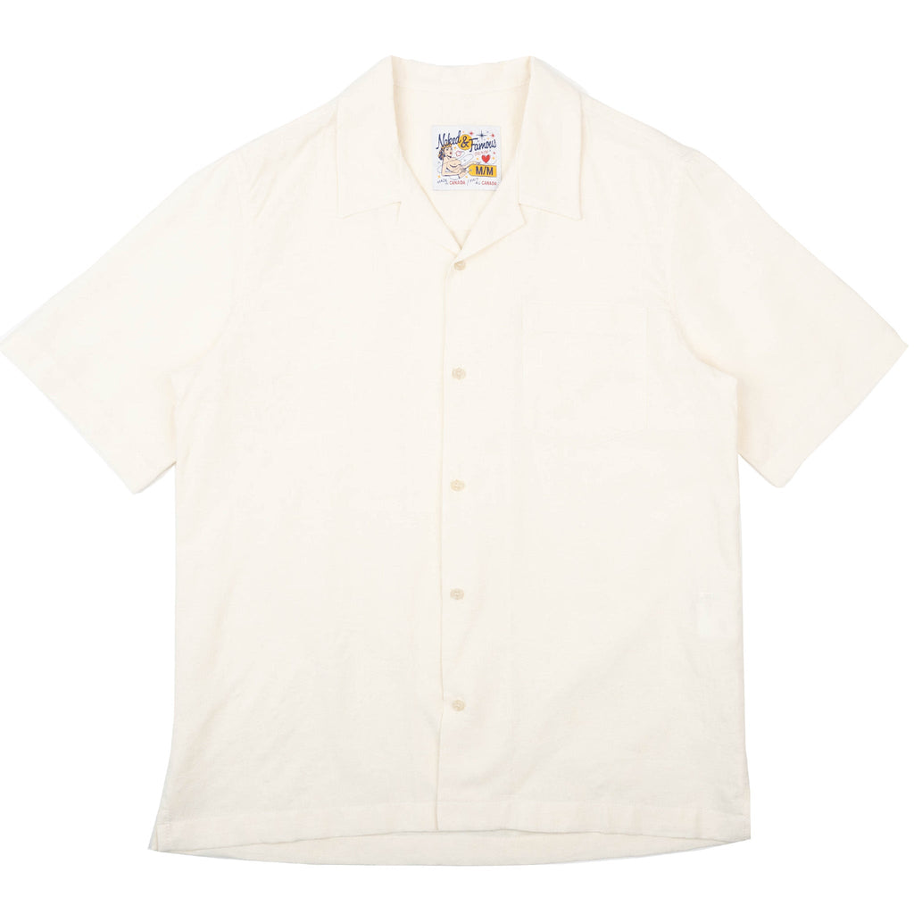 Aloha Shirt - Jungle Jacquard - White by Naked & Famous Denim