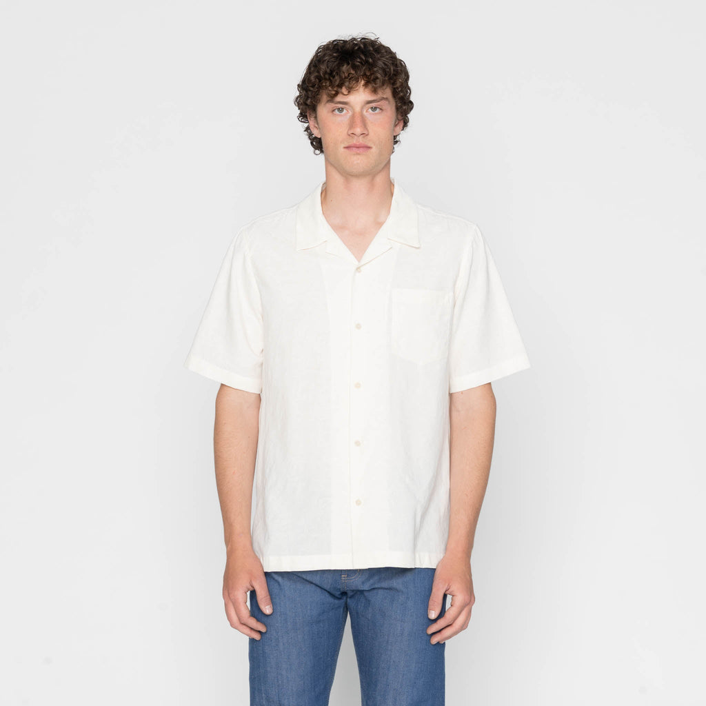 Aloha Shirt - Jungle Jacquard - White by Naked & Famous Denim