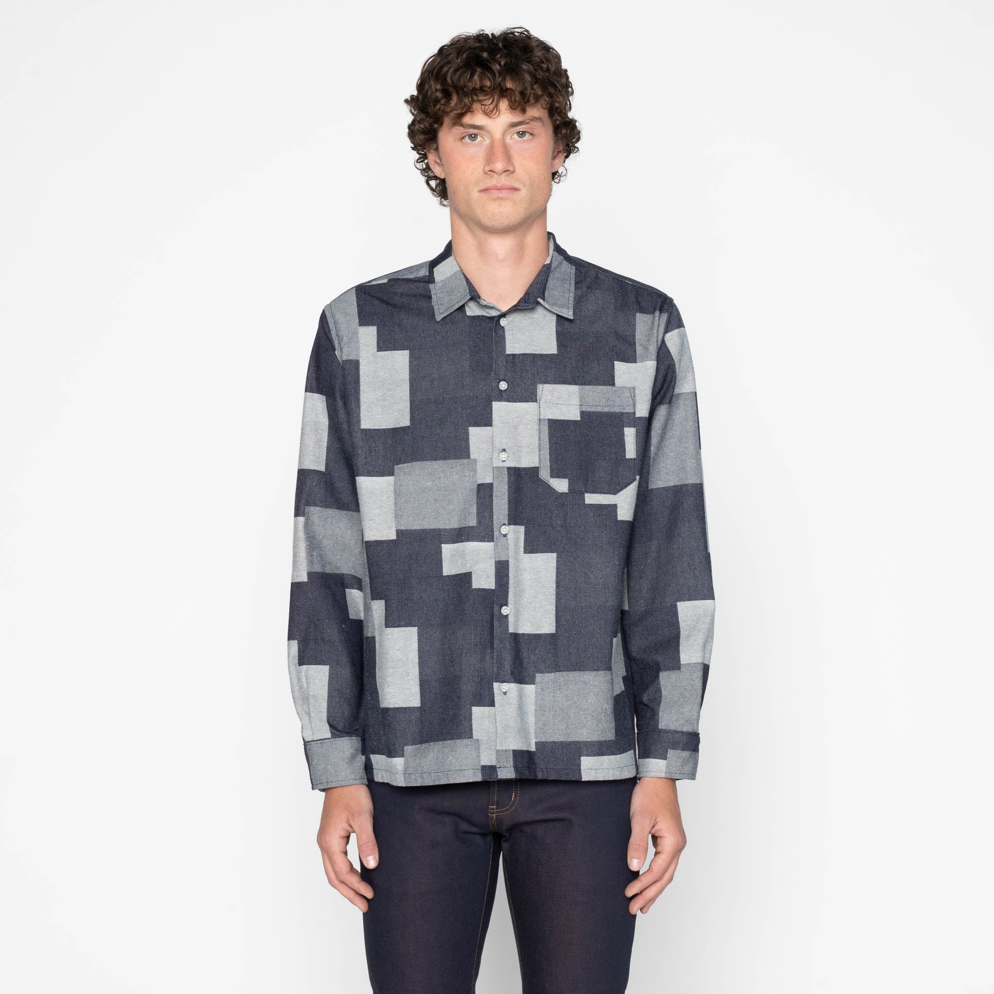 True Shirt - Jacquard Denim - Indigo by Naked & Famous Denim