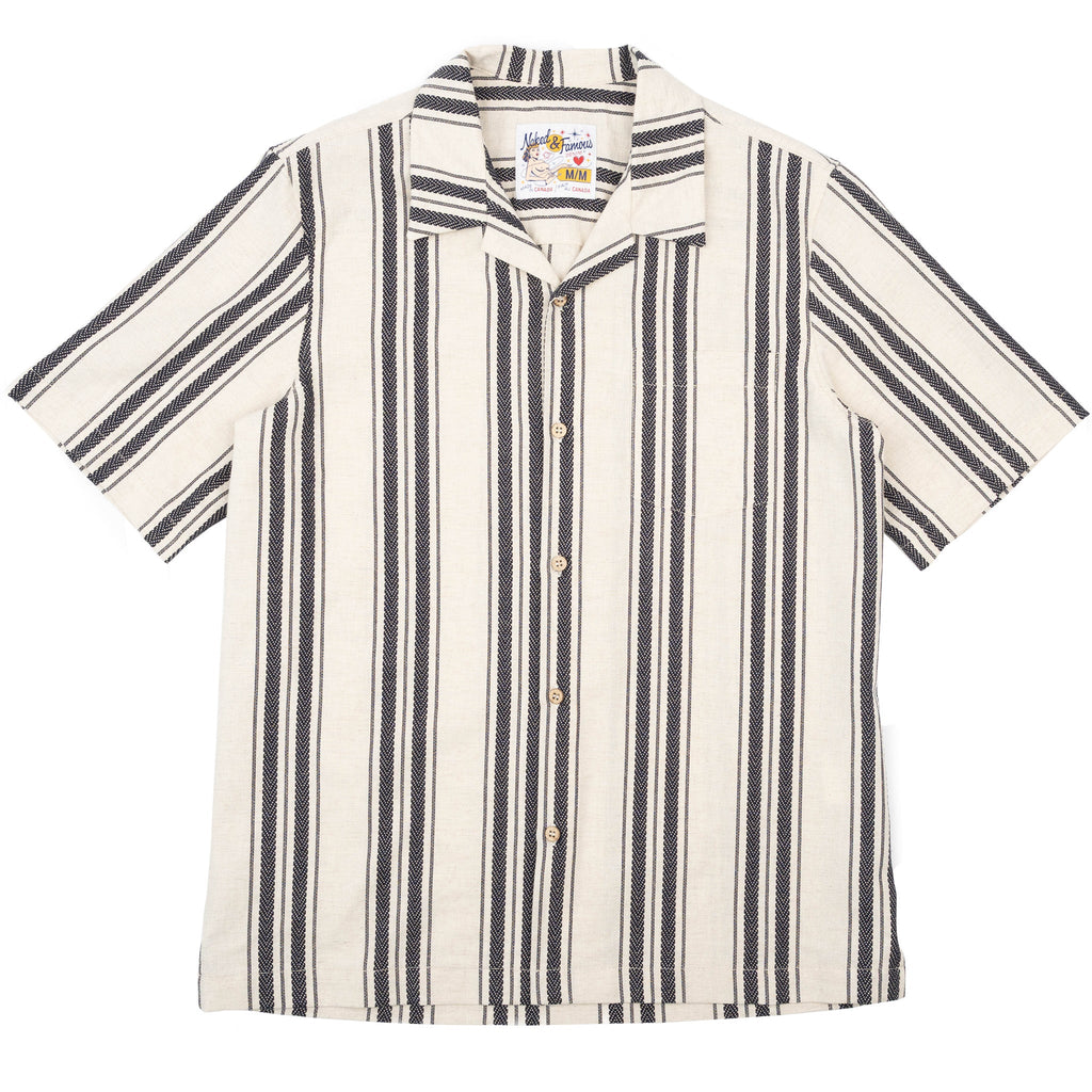 Aloha Shirt - Dobby Bands - Natural by Naked & Famous Denim