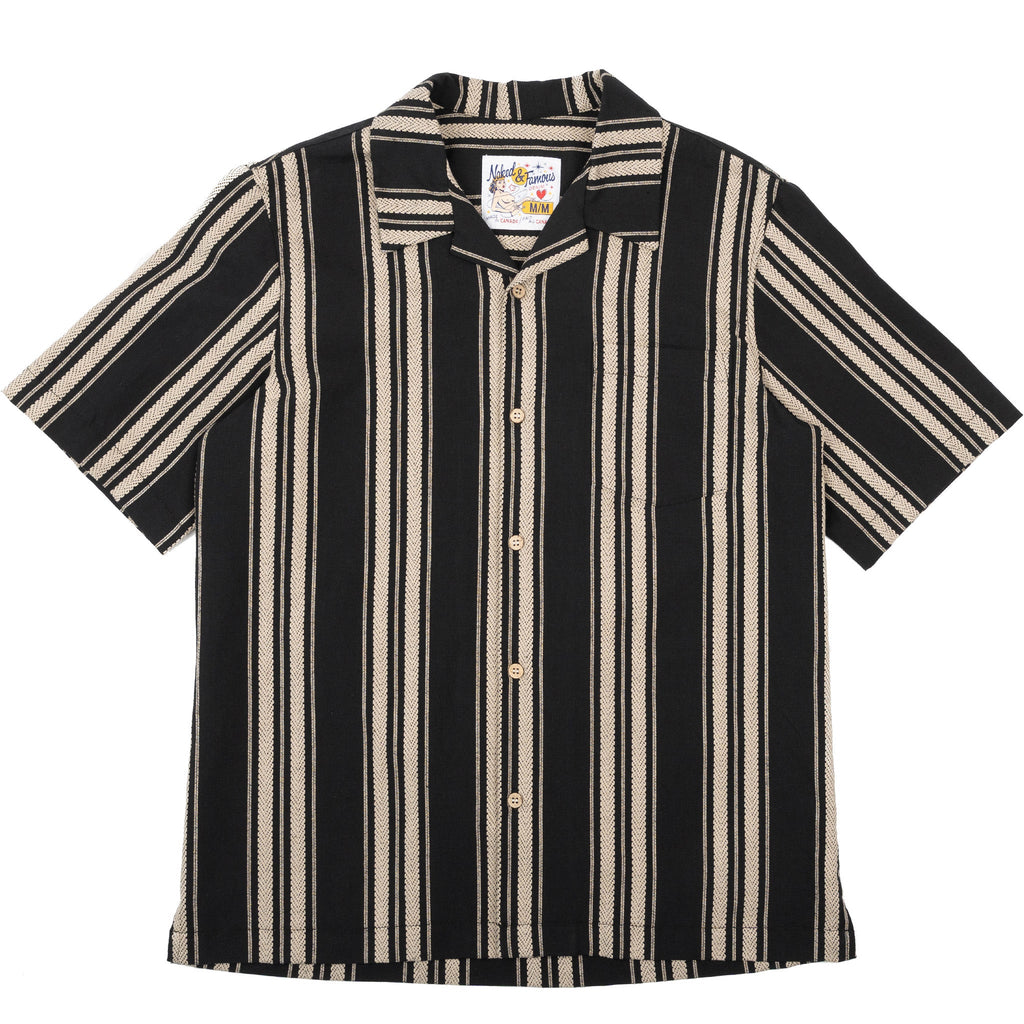Aloha Shirt - Dobby Bands - Black by Naked & Famous Denim