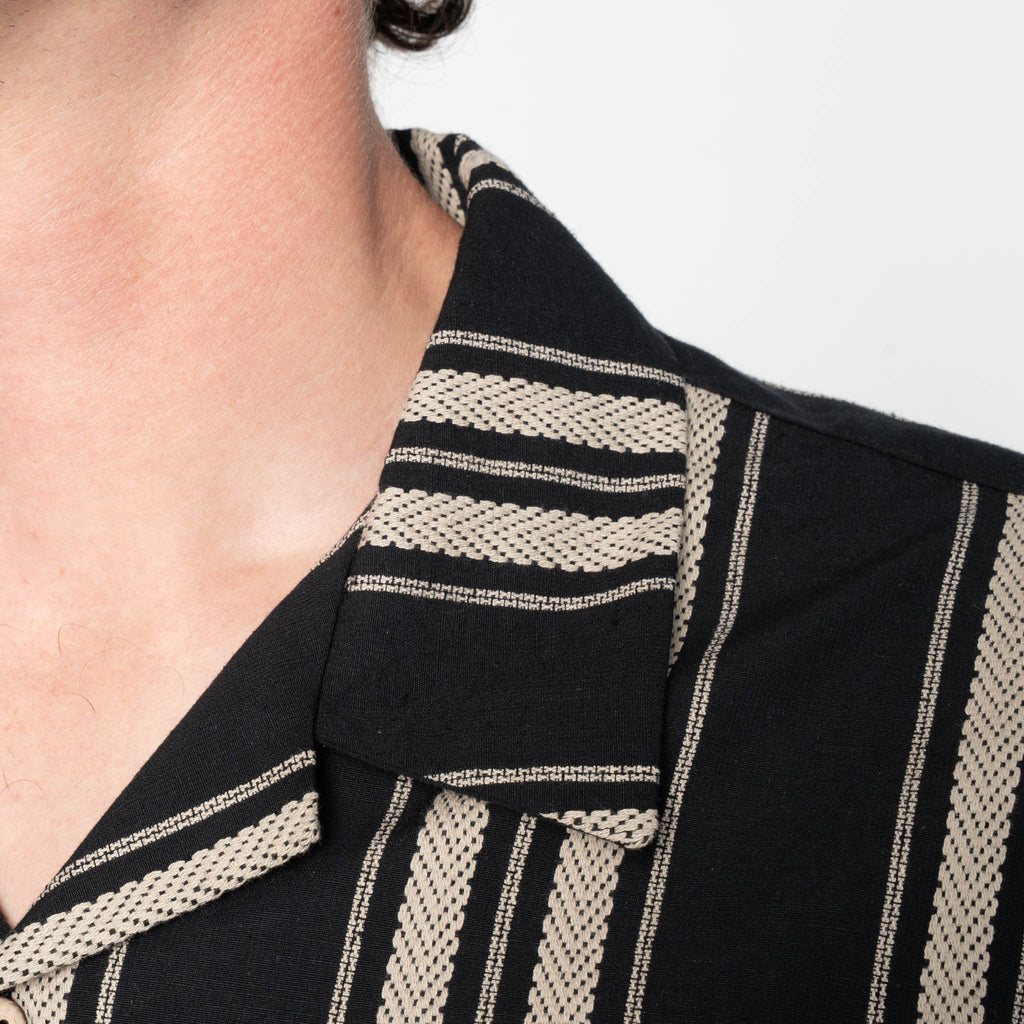 Aloha Shirt - Dobby Bands - Black by Naked & Famous Denim