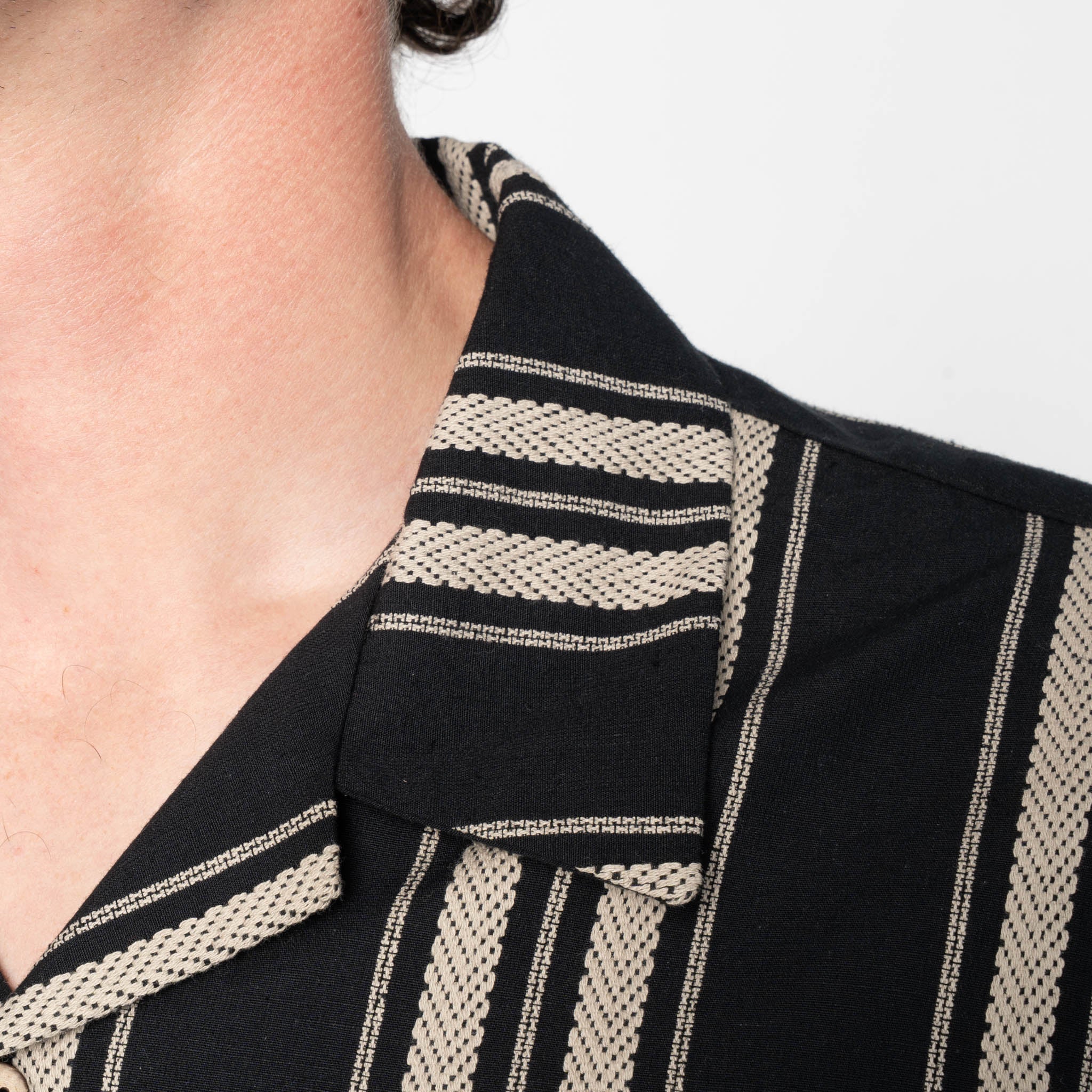 Aloha Shirt - Dobby Bands - Black by Naked & Famous Denim