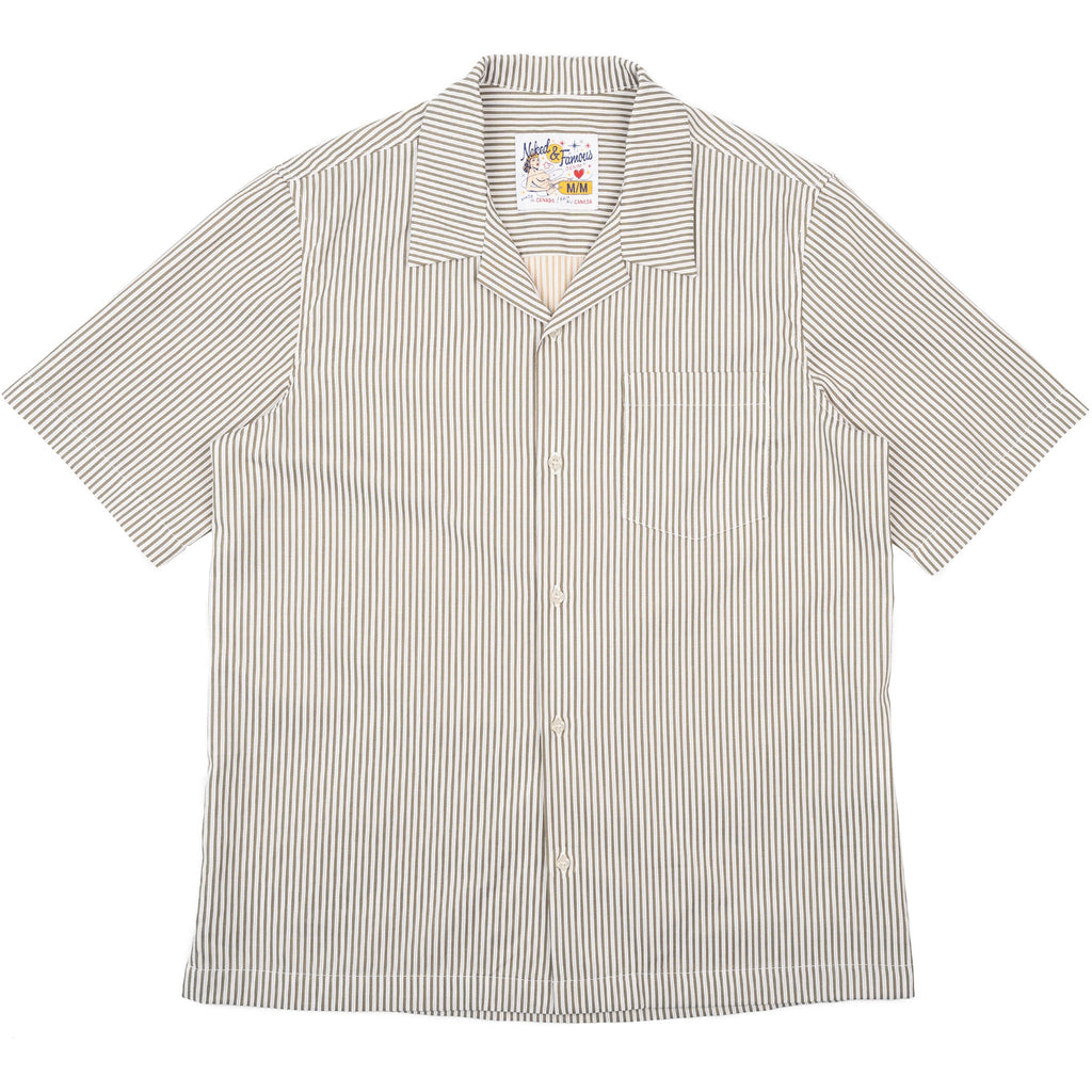 Aloha Shirt - Double Double Stripes - Green by Naked & Famous Denim