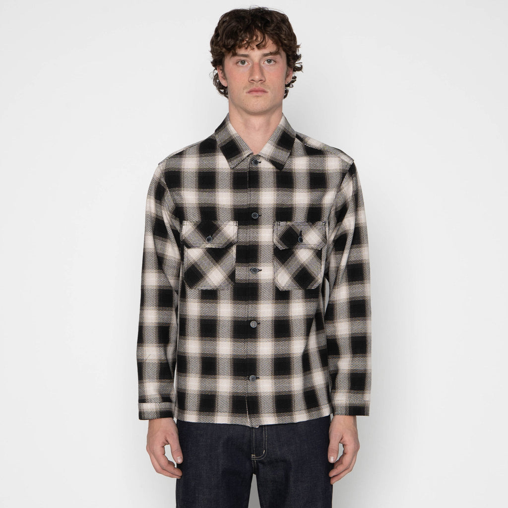 Work Shirt - Trippy Ombre Plaid - Ivory by Naked & Famous Denim