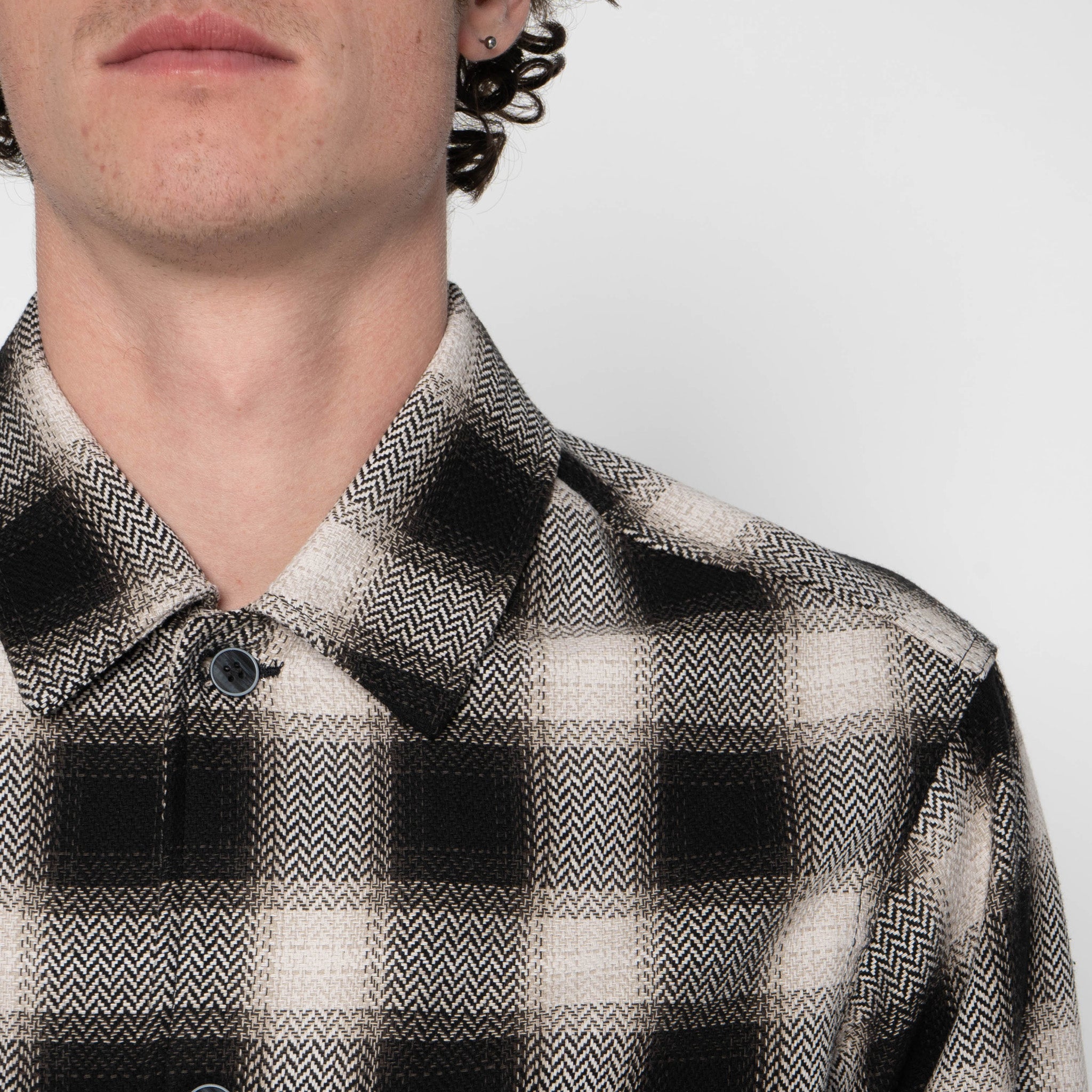 Work Shirt - Trippy Ombre Plaid - Ivory by Naked & Famous Denim