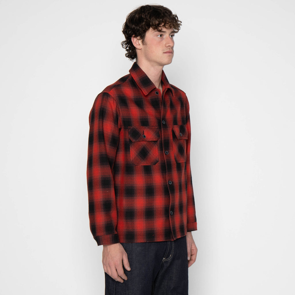 Work Shirt - Trippy Ombre Plaid - Red by Naked & Famous Denim