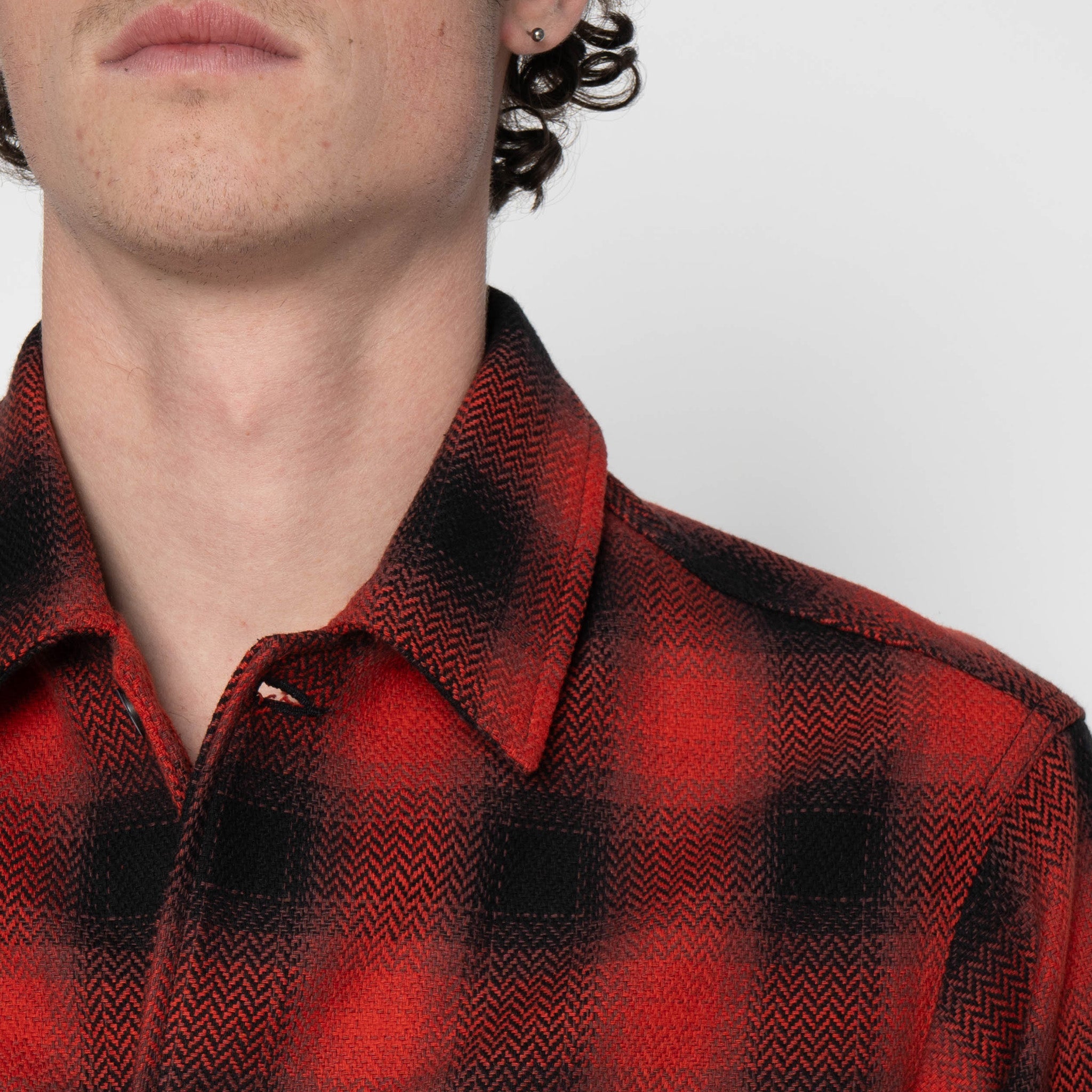 Work Shirt - Trippy Ombre Plaid - Red by Naked & Famous Denim