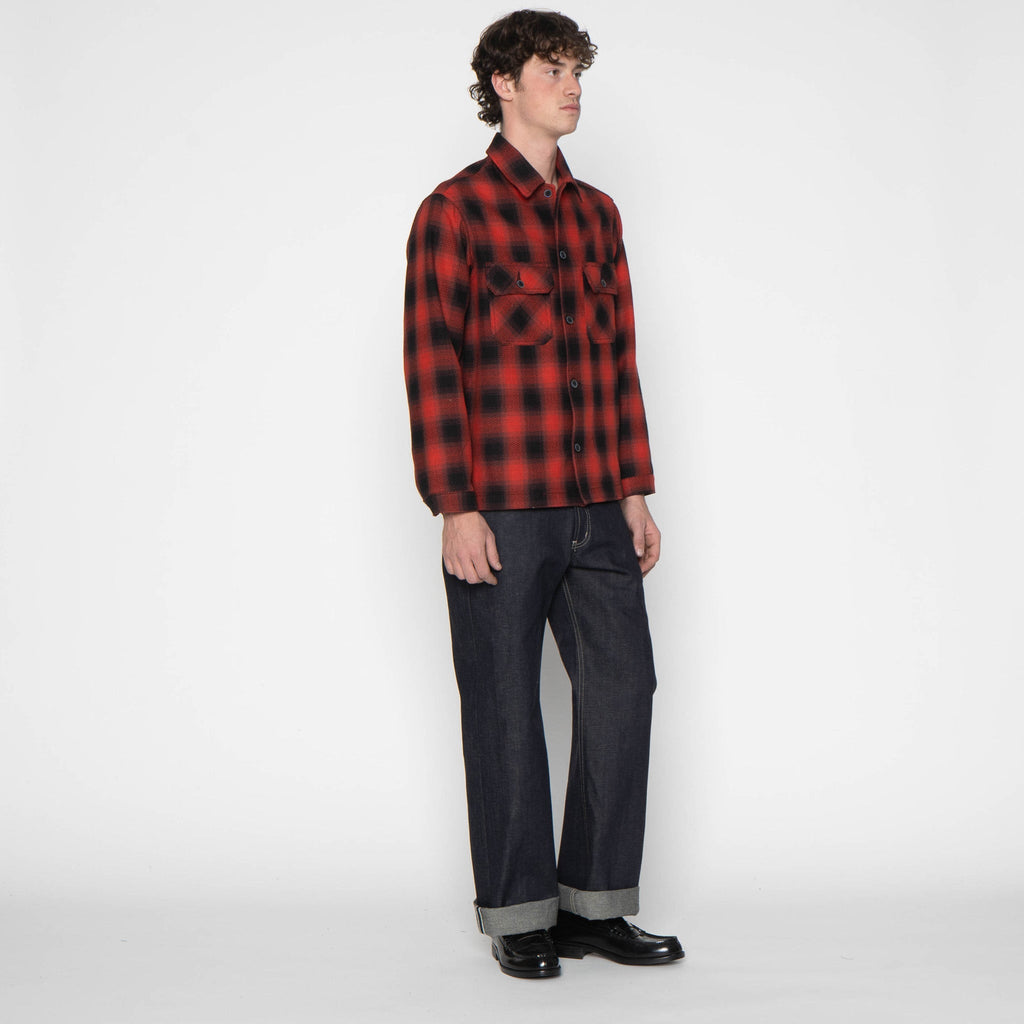 Work Shirt - Trippy Ombre Plaid - Red by Naked & Famous Denim