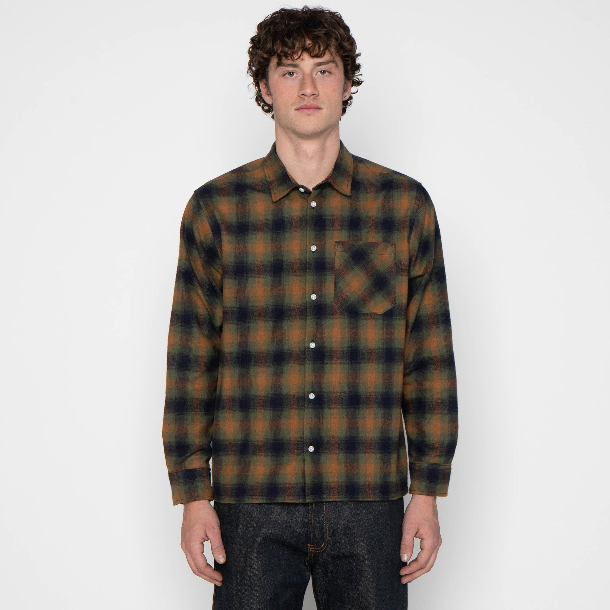 True Shirt - Shaggy Flannel - Moss Green by Naked & Famous Denim