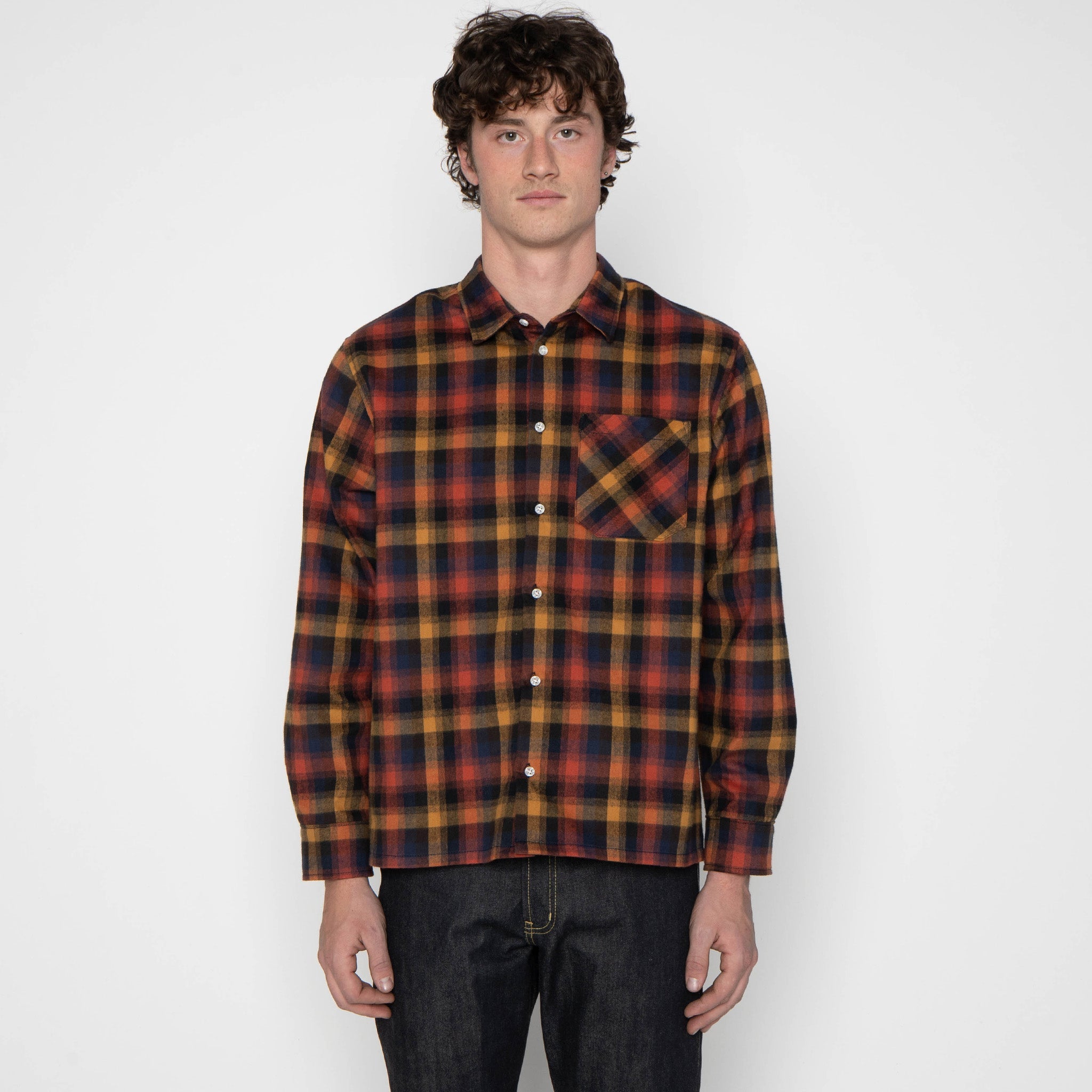 True Shirt - Shaggy Flannel - Red/Amber/Navy by Naked & Famous Denim
