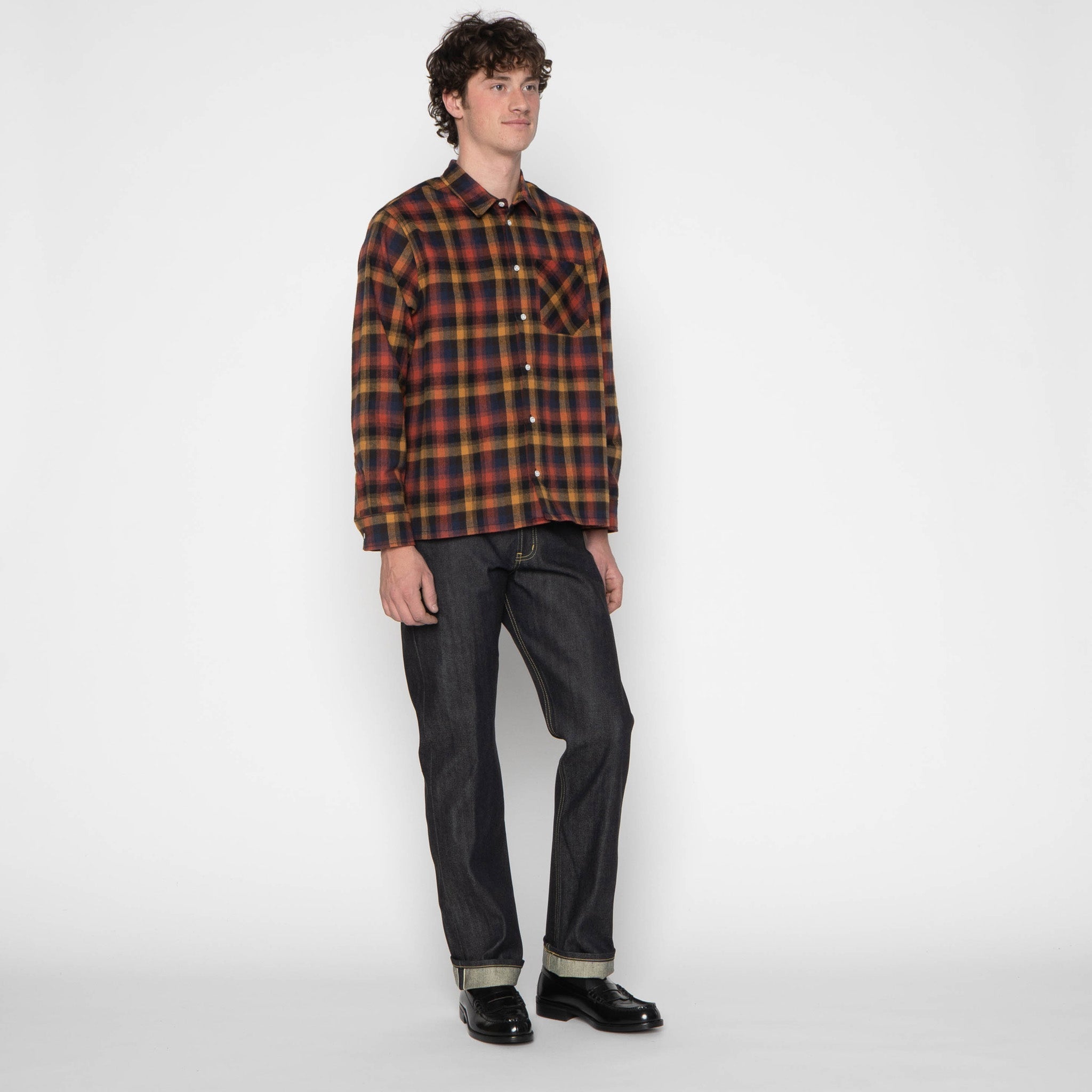 True Shirt - Shaggy Flannel - Red/Amber/Navy by Naked & Famous Denim