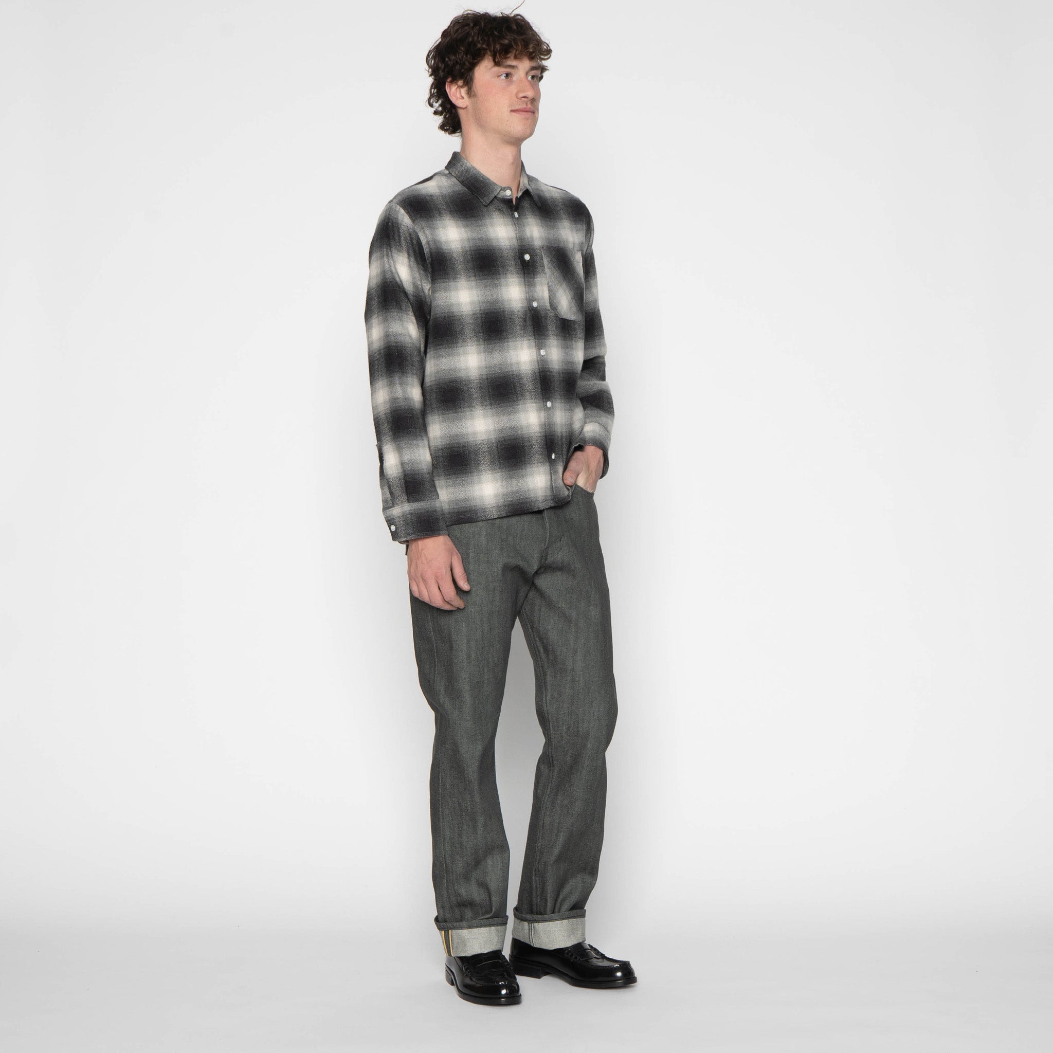 True Shirt - Organic Supple Flannel - Charcoal by Naked & Famous Denim
