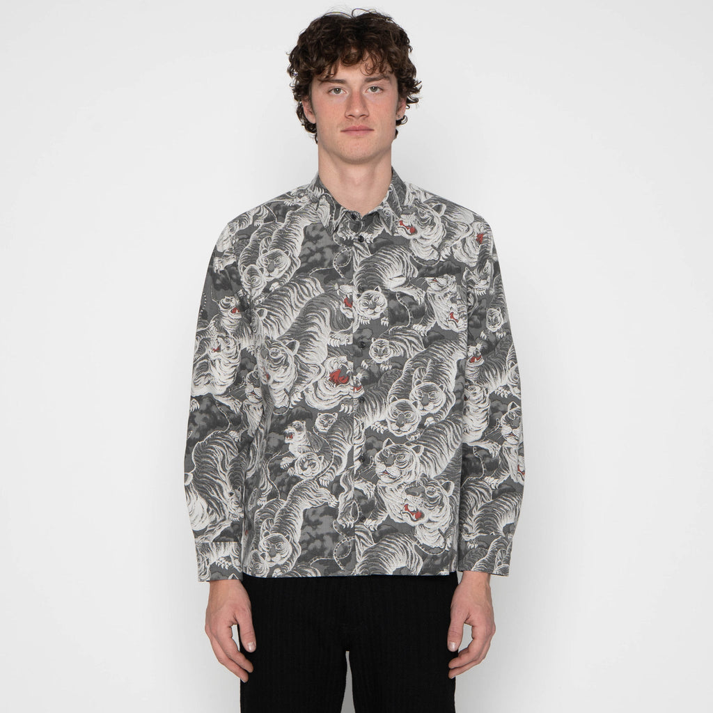 True Shirt - Japanese Tigers Sumi - Charcoal by Naked & Famous Denim