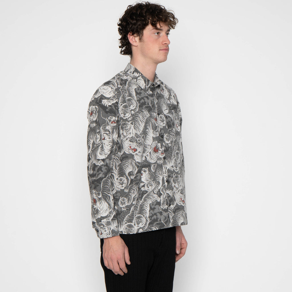 True Shirt - Japanese Tigers Sumi - Charcoal by Naked & Famous Denim