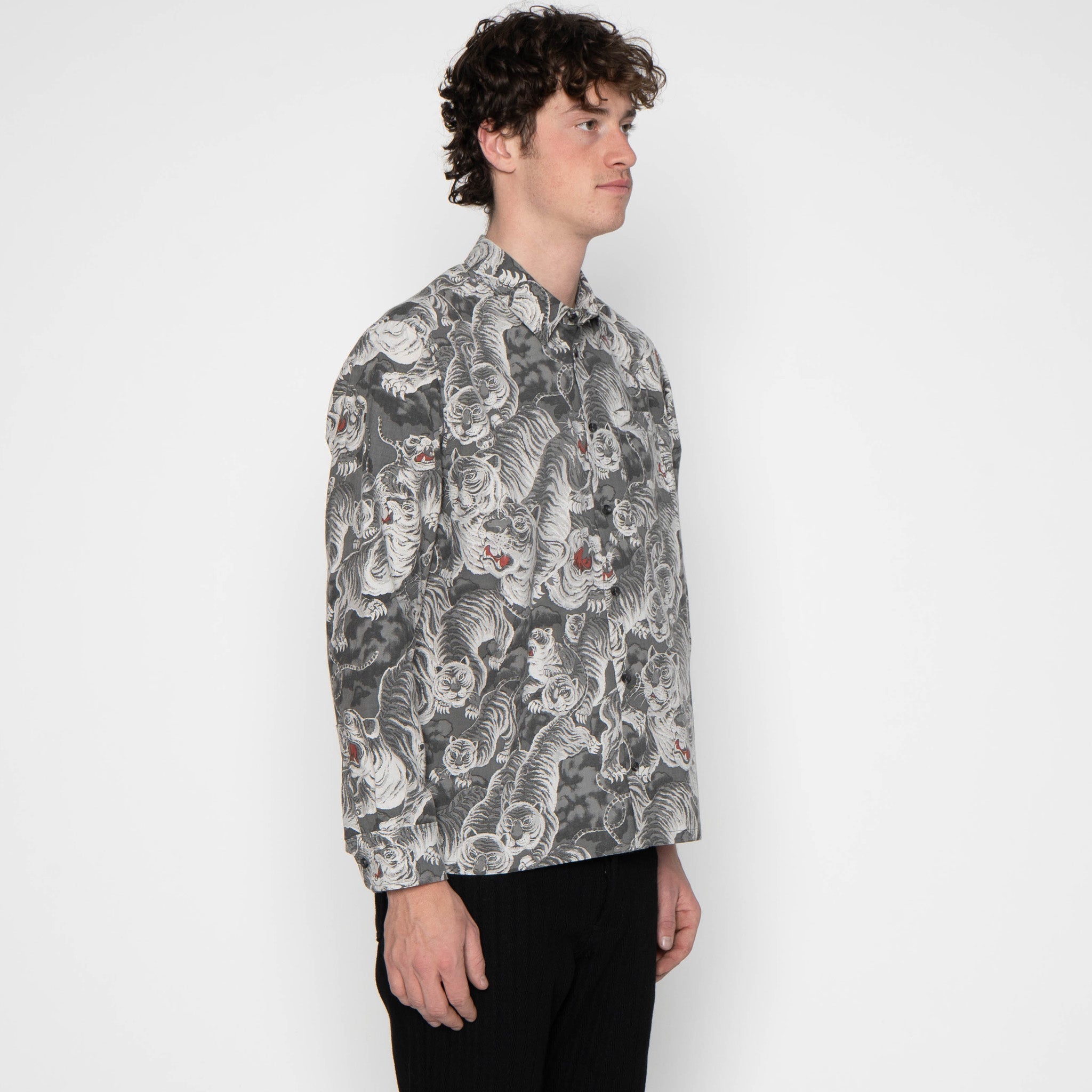 True Shirt - Japanese Tigers Sumi - Charcoal by Naked & Famous Denim