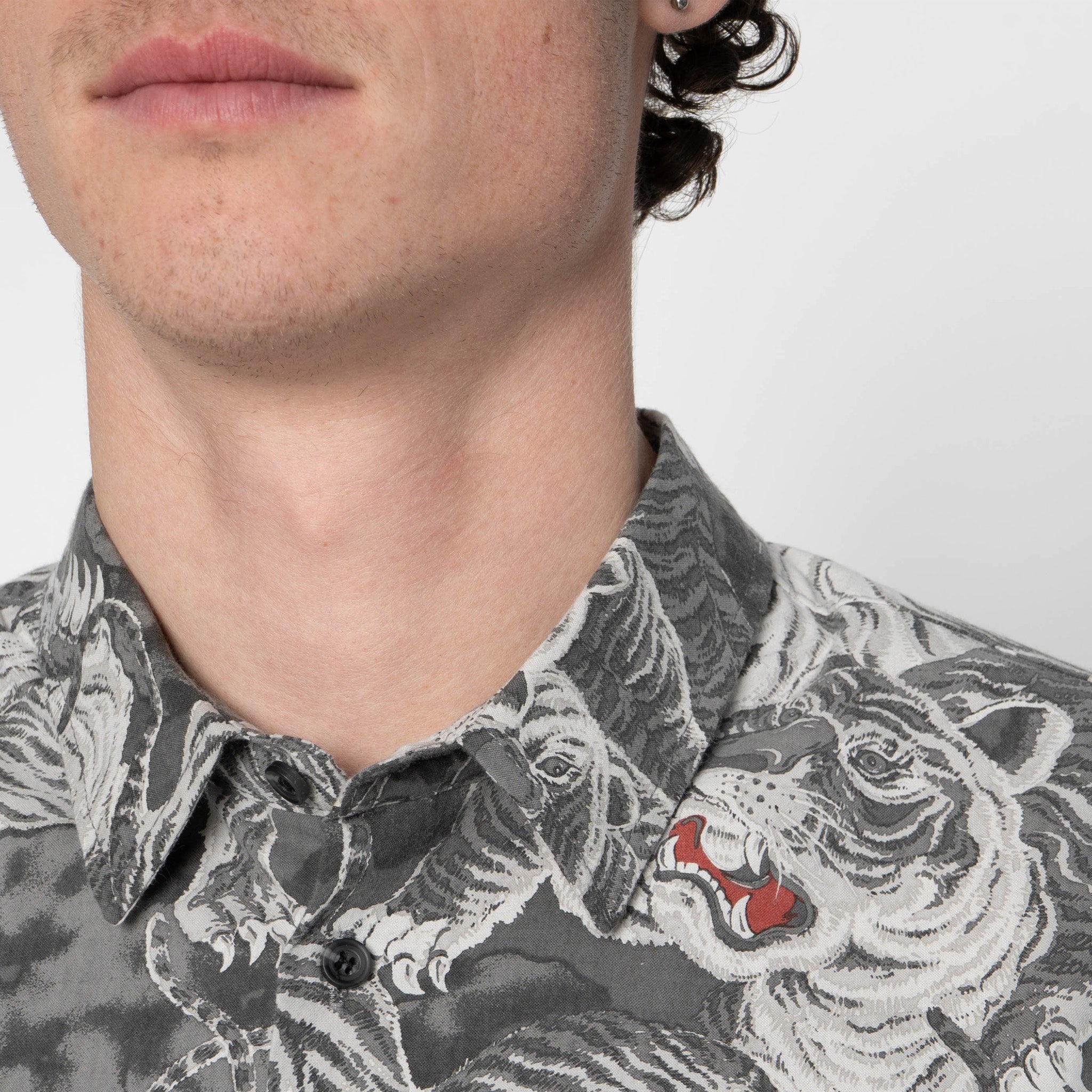 True Shirt - Japanese Tigers Sumi - Charcoal by Naked & Famous Denim