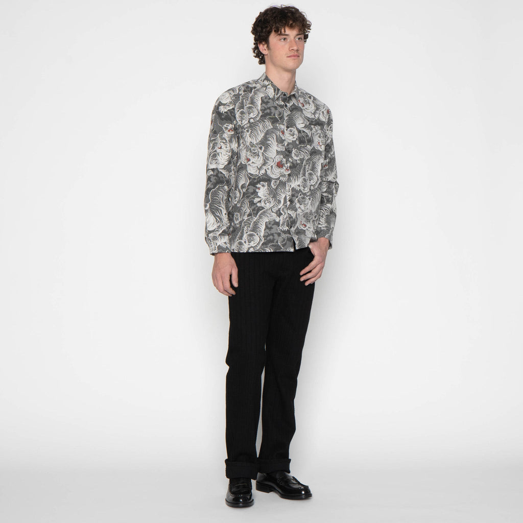 True Shirt - Japanese Tigers Sumi - Charcoal by Naked & Famous Denim