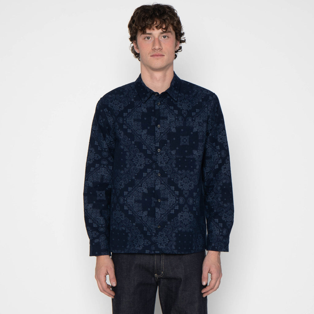 True Shirt - Brushed Hankercheif - Indigo by Naked & Famous Denim