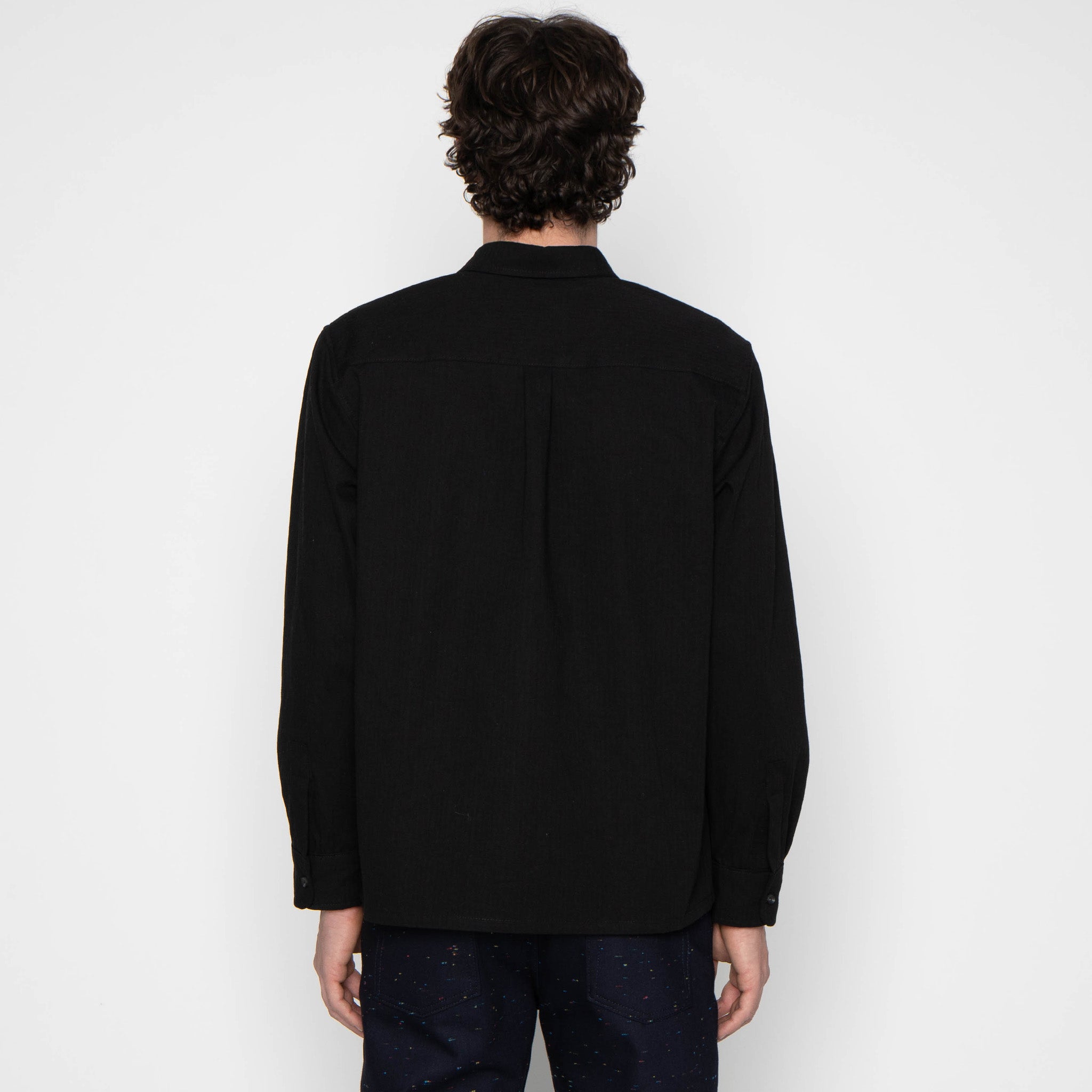 True Shirt - Black Herringbone Denim - Black